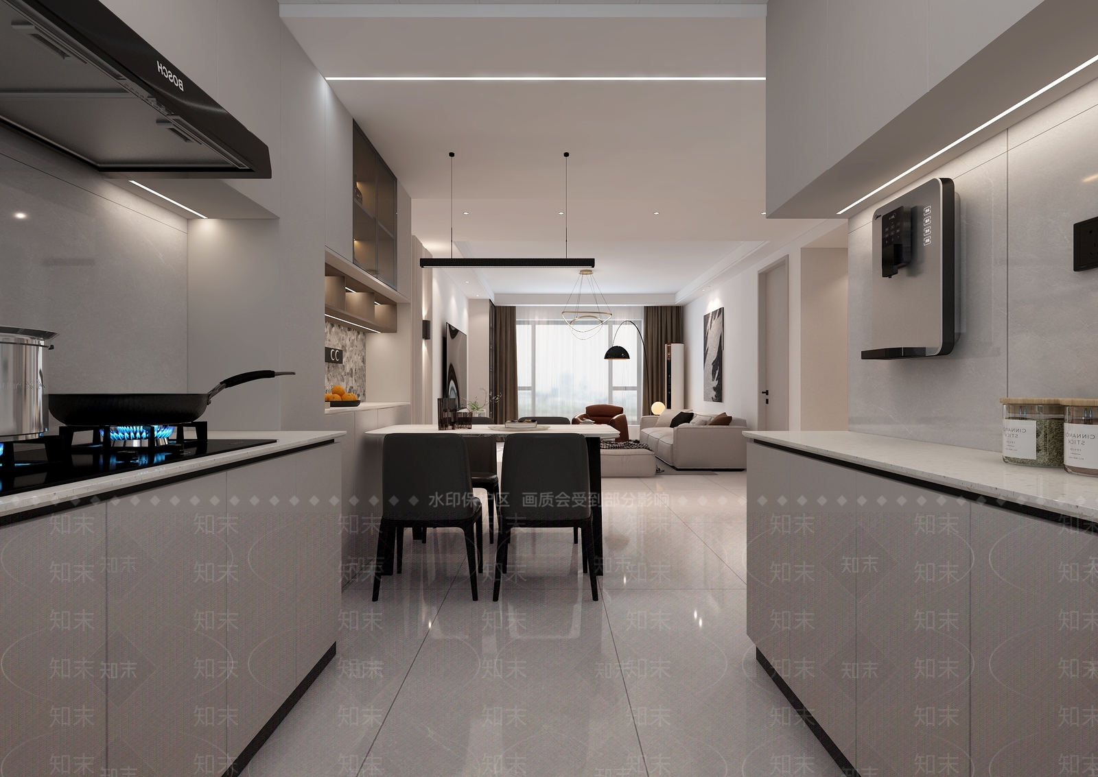 现代简约开放式厨房3D模型下载【ID:1194520022】