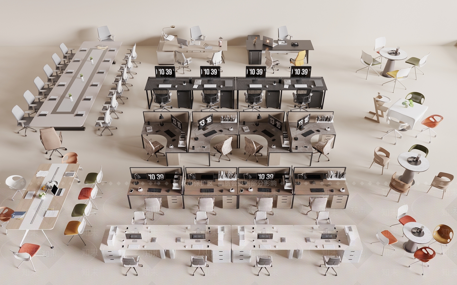 现代办公桌椅SU模型下载【ID:1194522276】