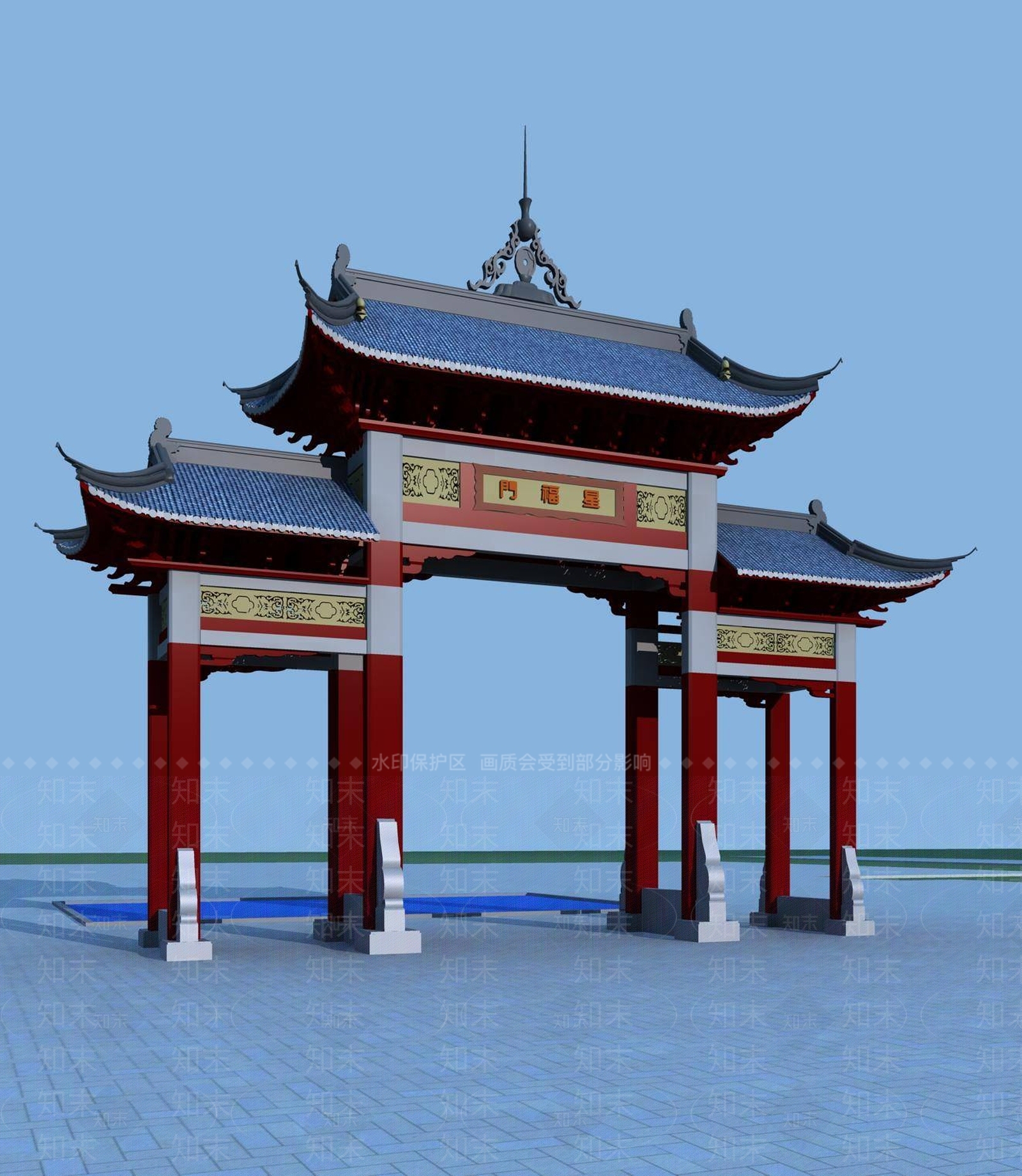中式牌楼牌坊3D模型下载【ID:1194524241】