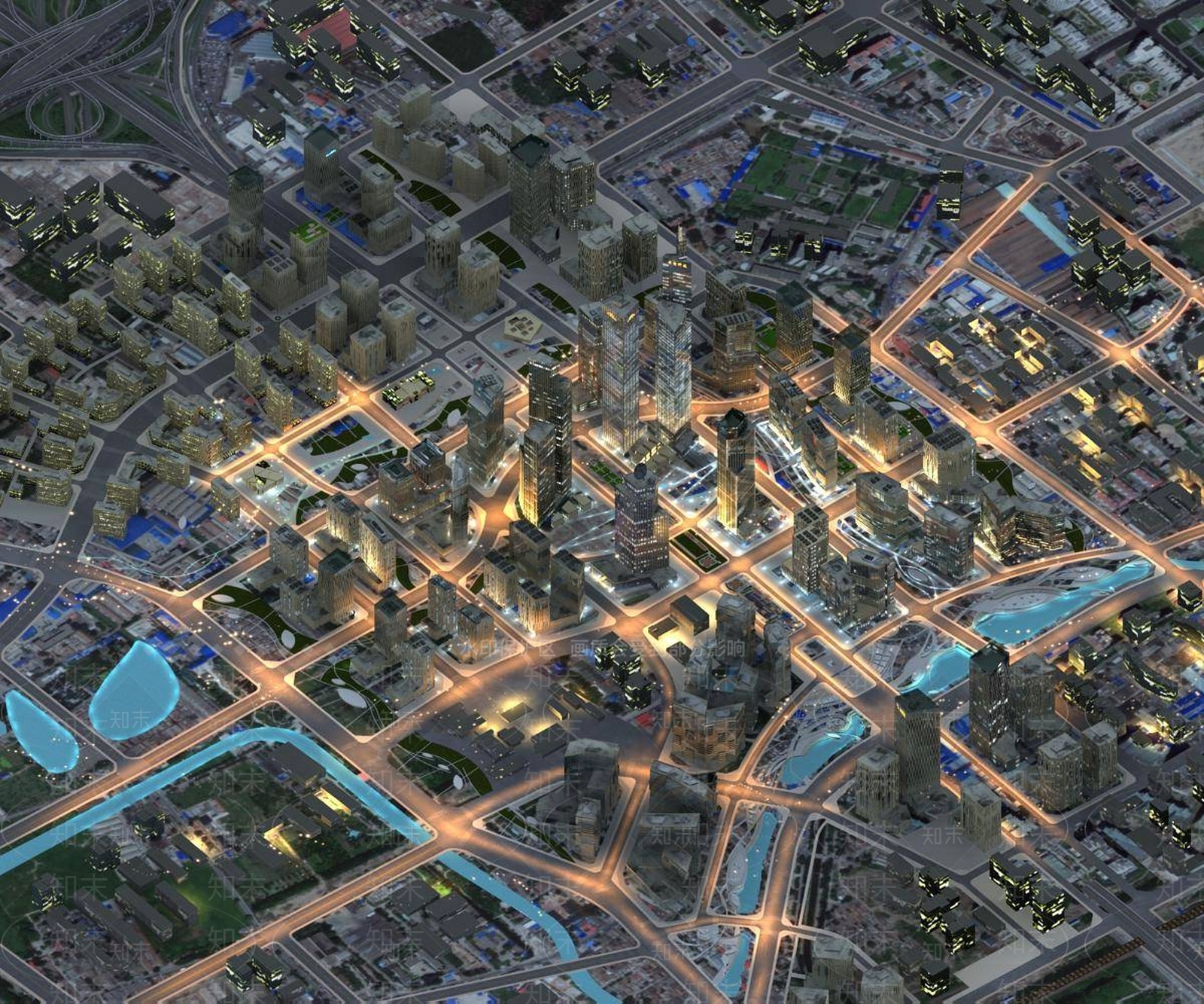 现代鸟瞰规划3D模型下载【ID:1194525107】