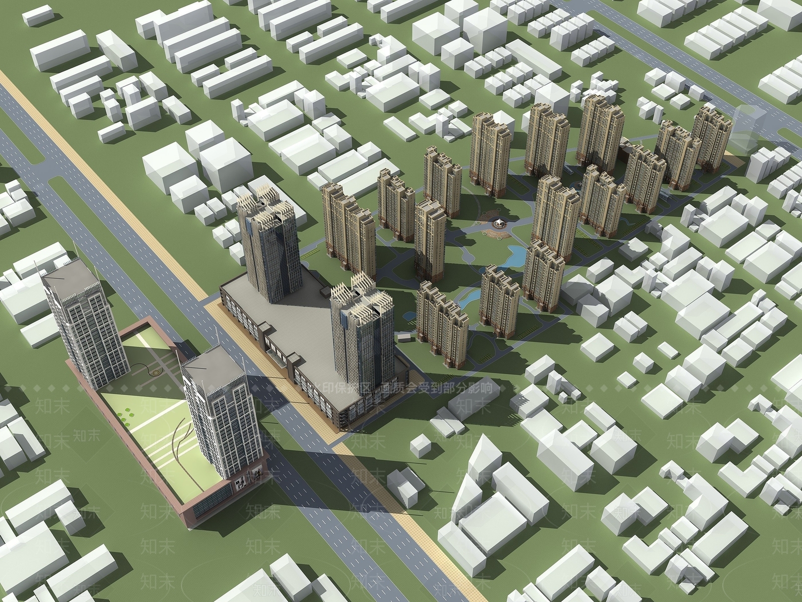 现代小区规划建筑3D模型下载【ID:1194525622】