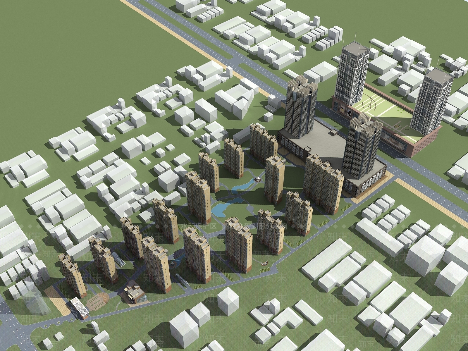 现代小区规划建筑3D模型下载【ID:1194525622】