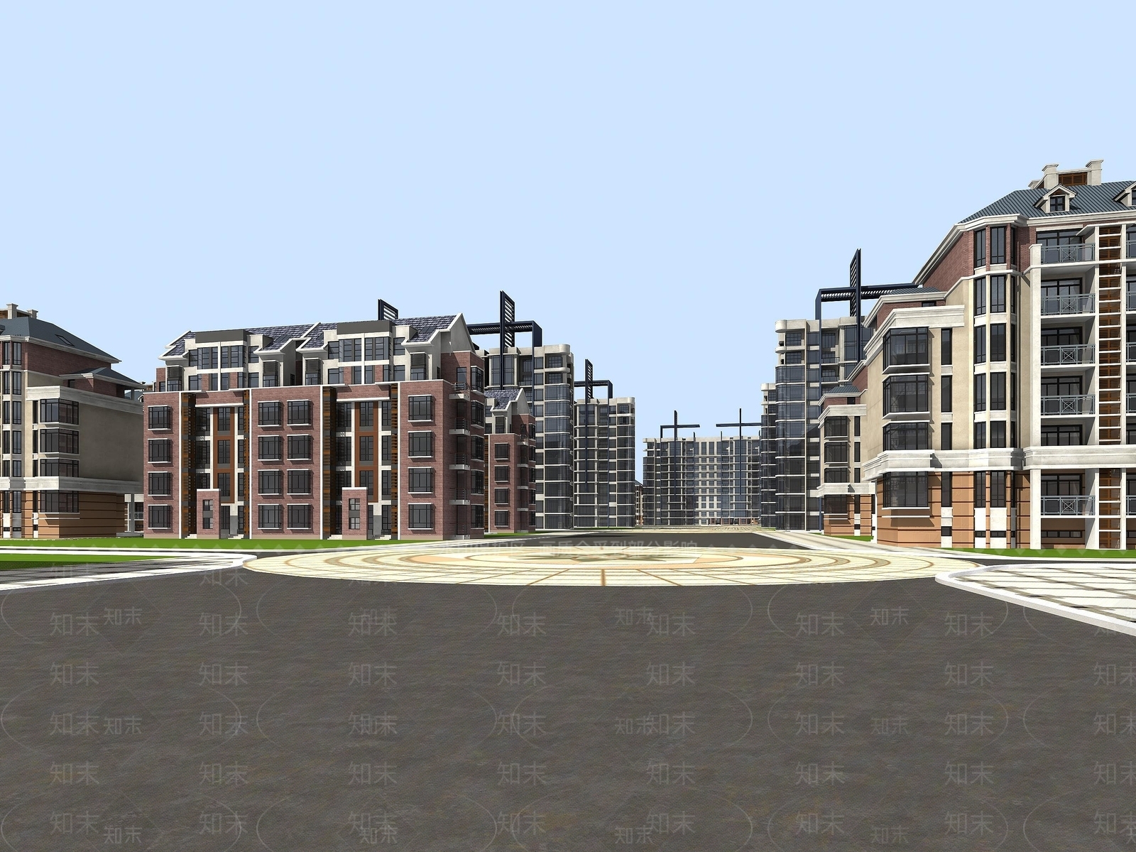 现代居住区规划3D模型下载【ID:1194525897】