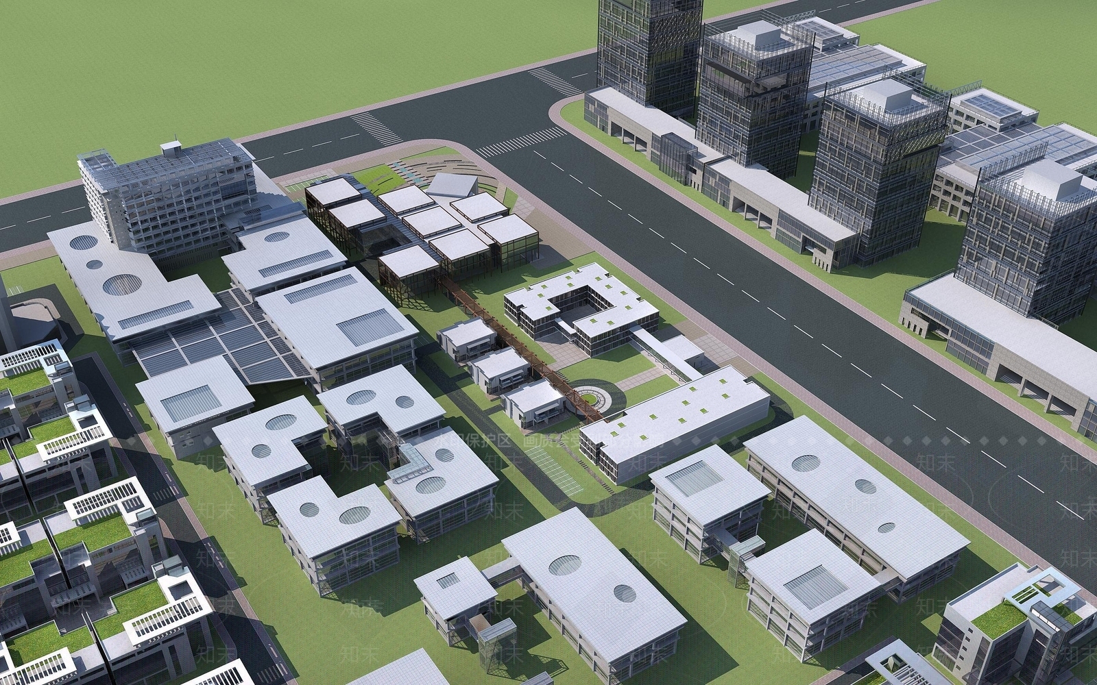 现代商业办公综合体3D模型下载【ID:1194526845】