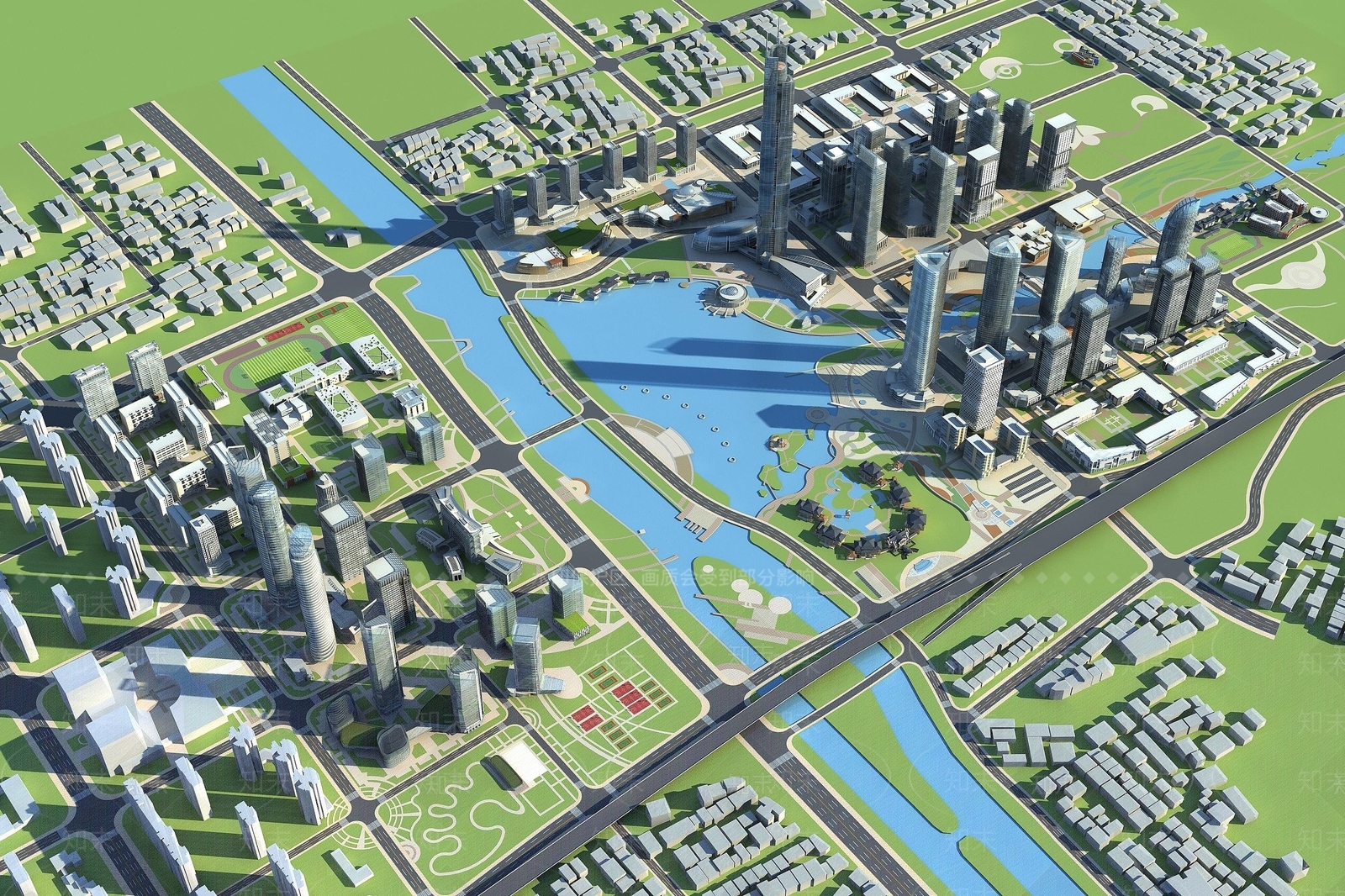 现代小清河规划3D模型下载【ID:1194527208】