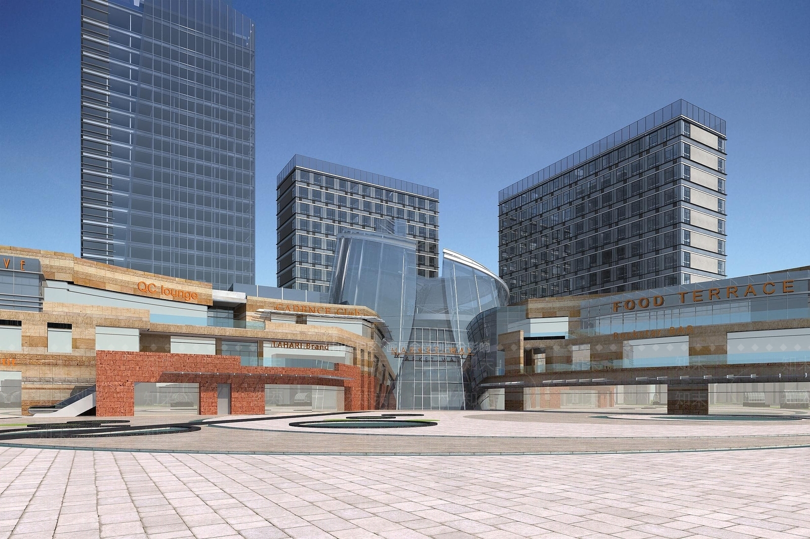 现代商业广场3D模型下载【ID:1194528733】