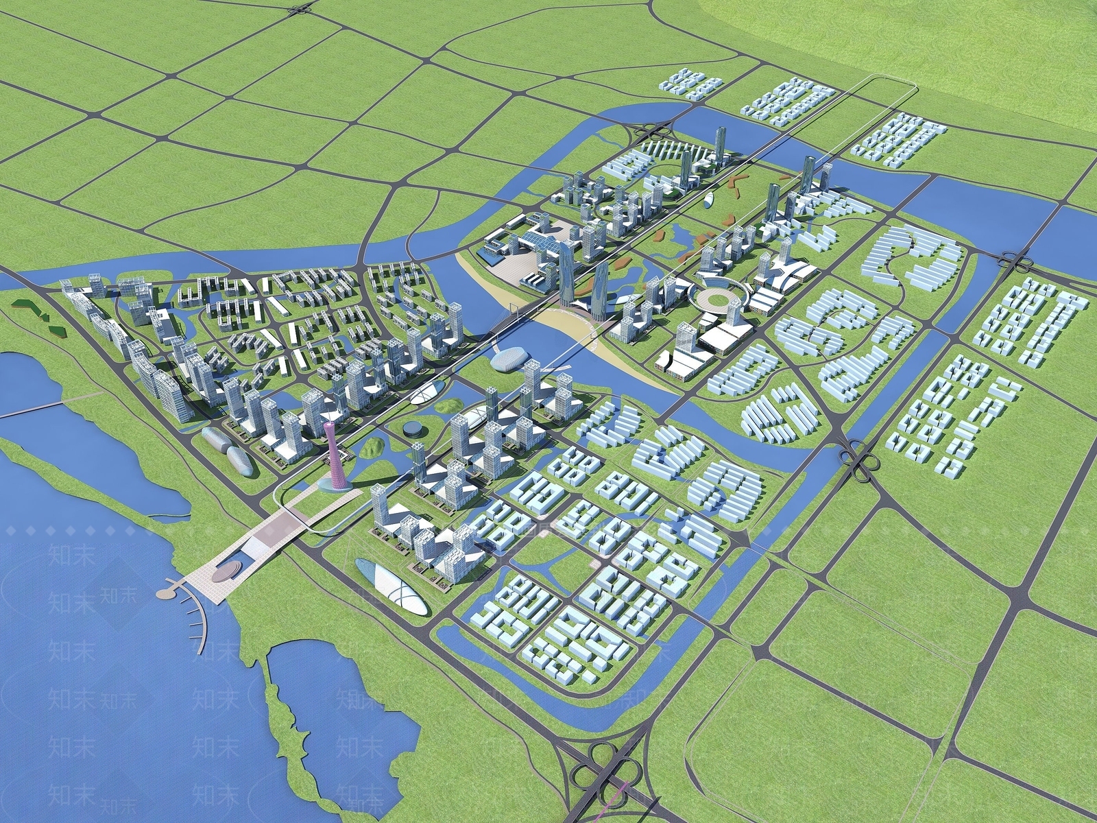 现代城市规划3D模型下载【ID:1194528936】