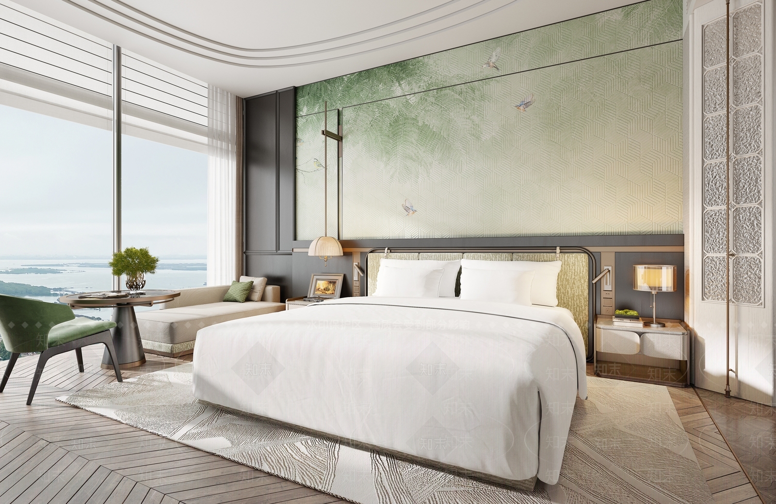 现代轻奢酒店客房SU模型下载【ID:1194530995】