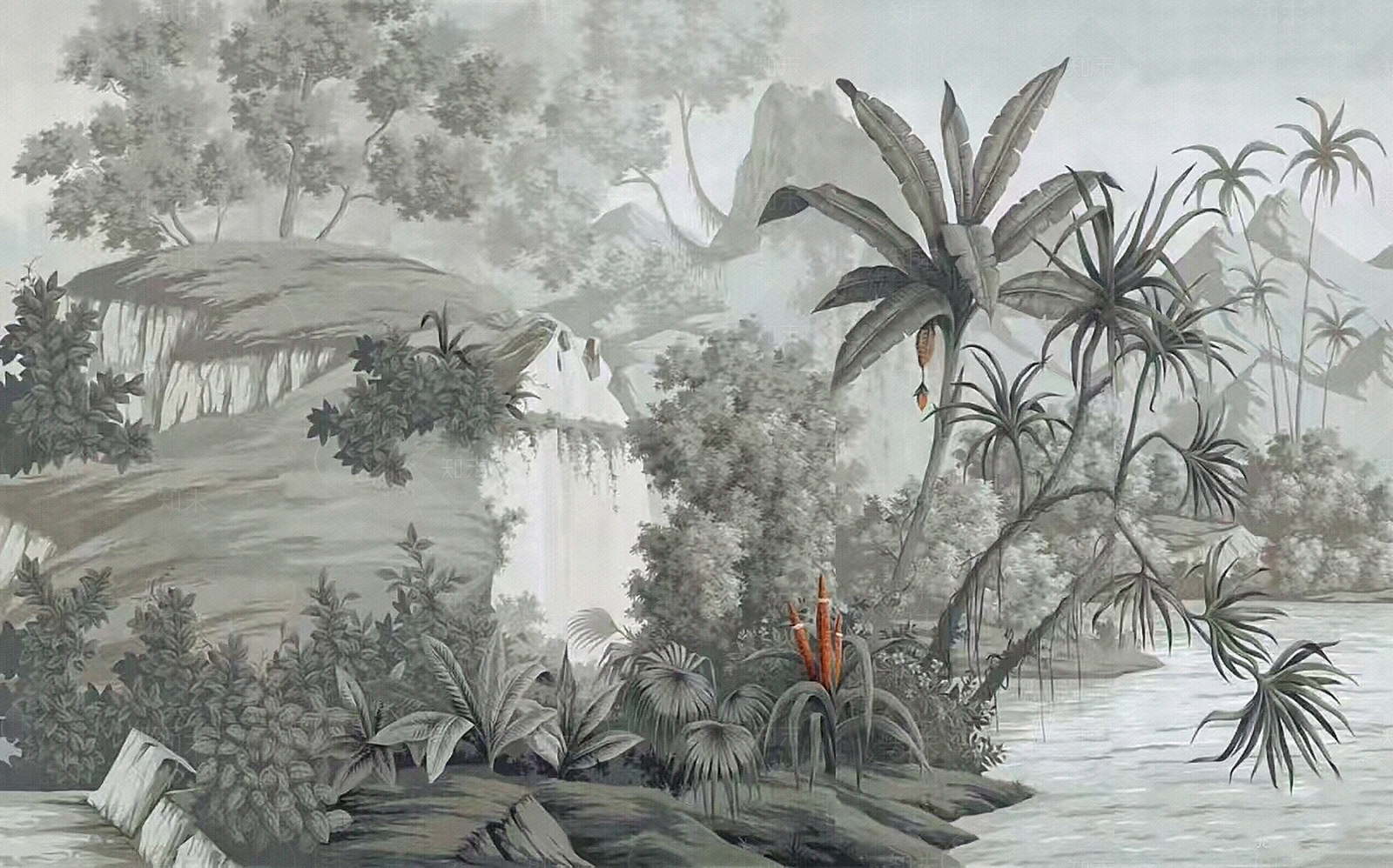 法式复古植物壁纸贴图下载【ID:1194534717】