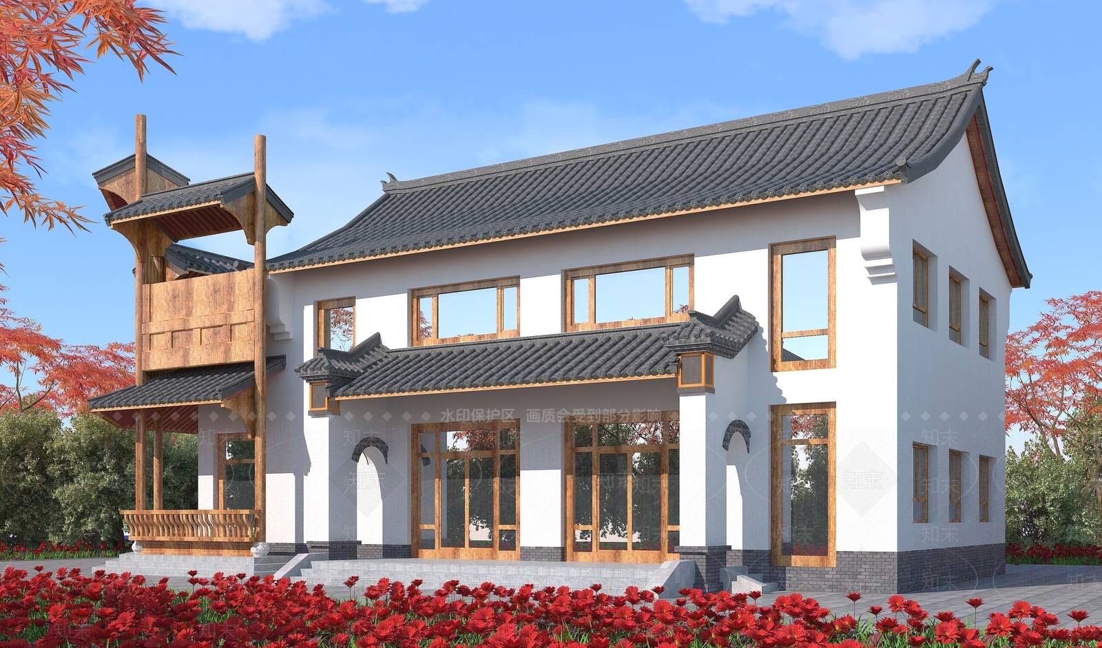 中式建筑3D模型下载【ID:1194535022】