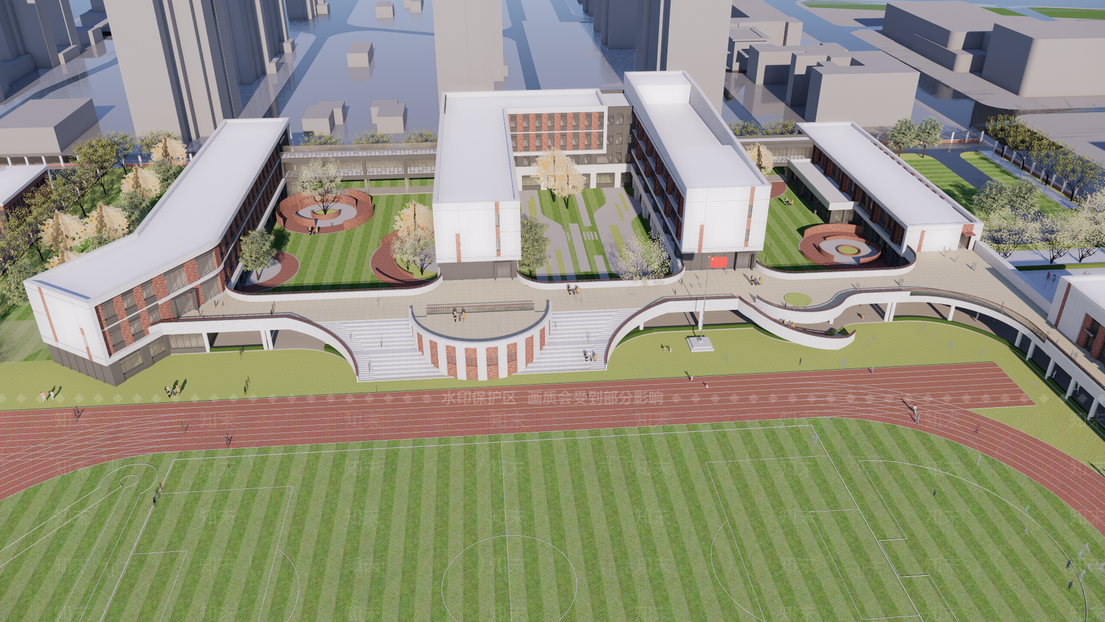 现代学校建筑SU模型下载【ID:1194545356】
