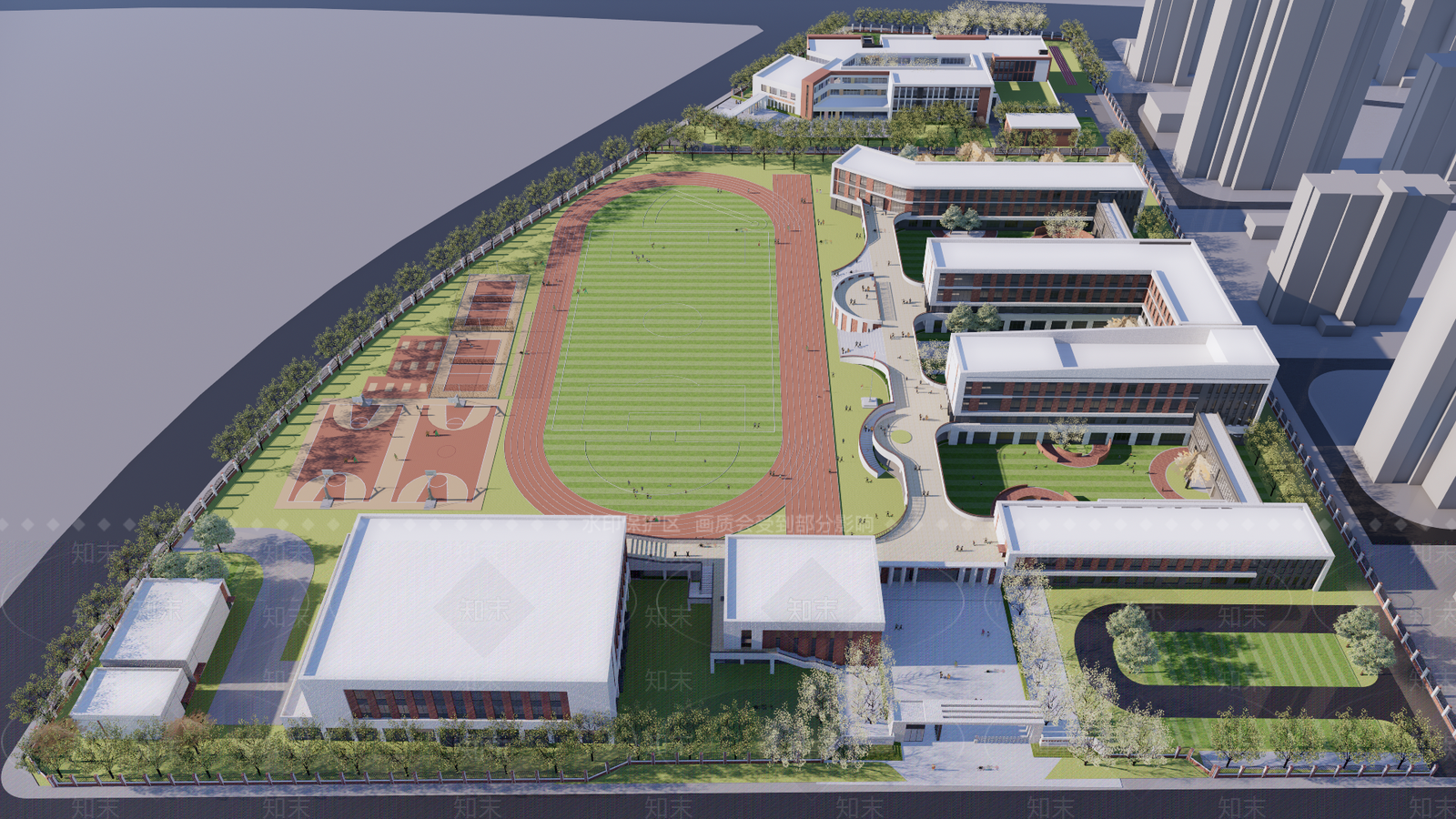 现代学校建筑SU模型下载【ID:1194545356】
