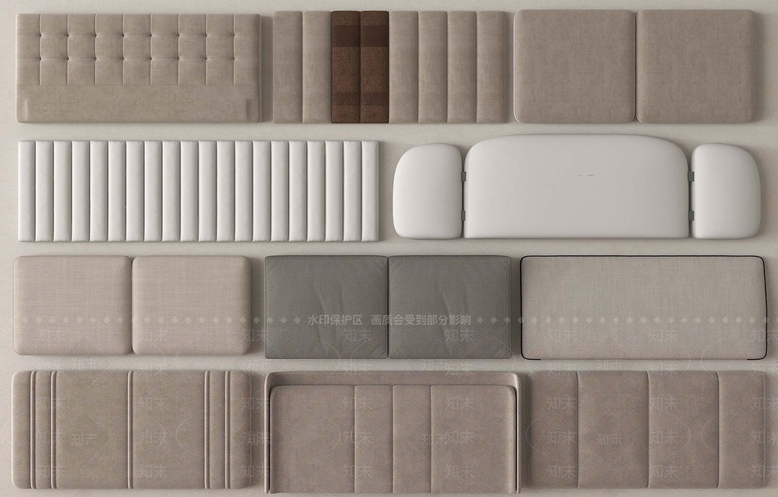 现代床品SU模型下载【ID:1194546622】