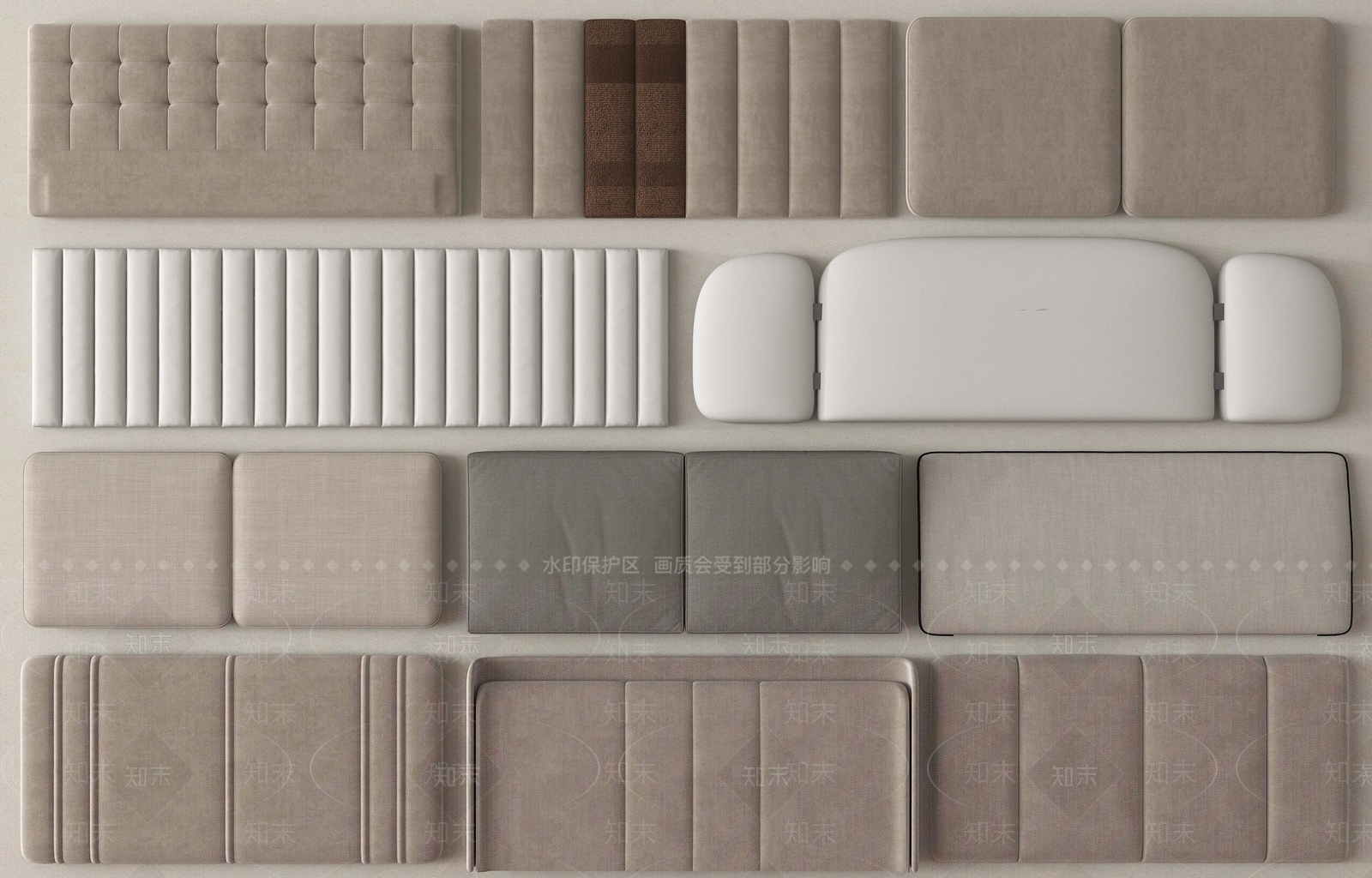 现代床品3D模型下载【ID:1194546646】