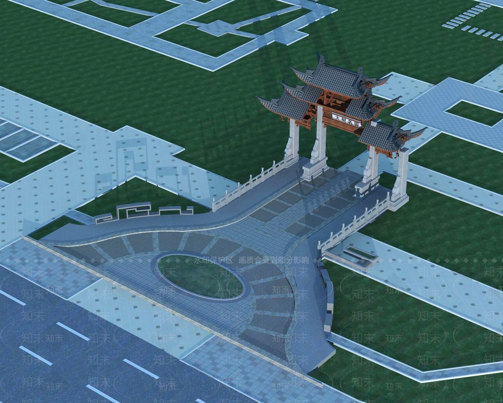 中式牌楼牌坊3D模型下载【ID:1194547082】