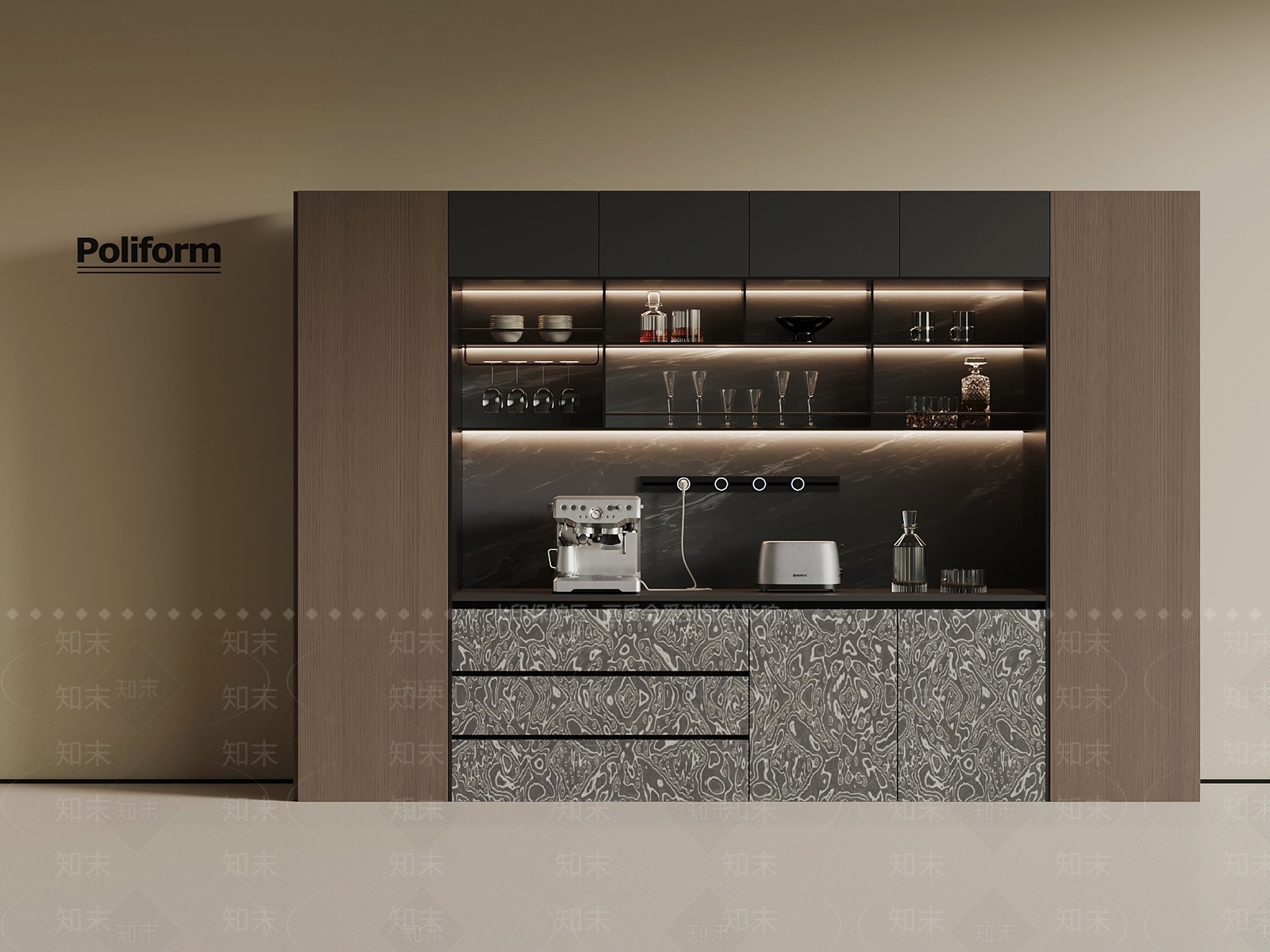 现代意式酒柜SU模型下载【ID:1194547117】