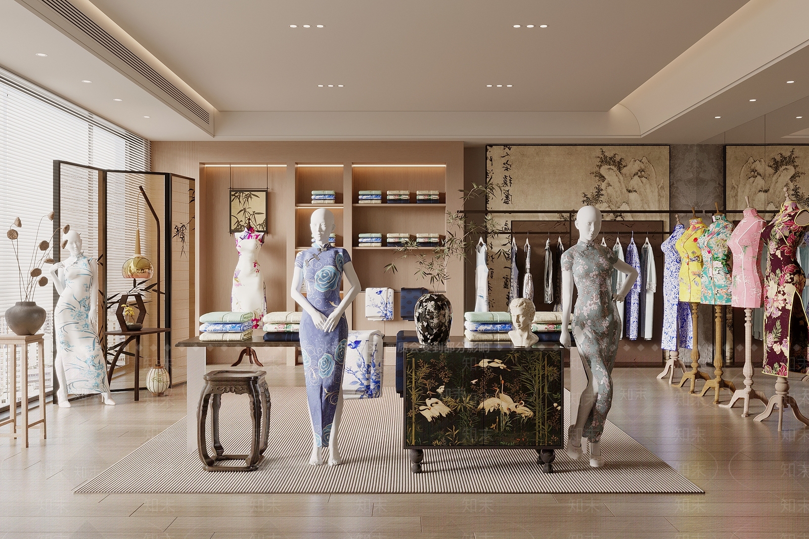 新中式服装店SU模型下载【ID:1194547816】