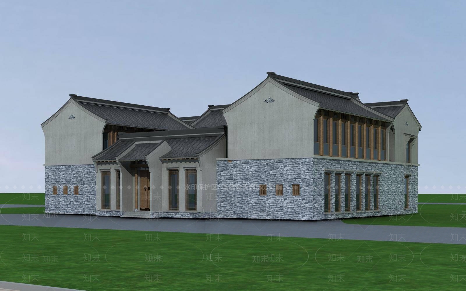中式四合院3D模型下载【ID:1194547851】