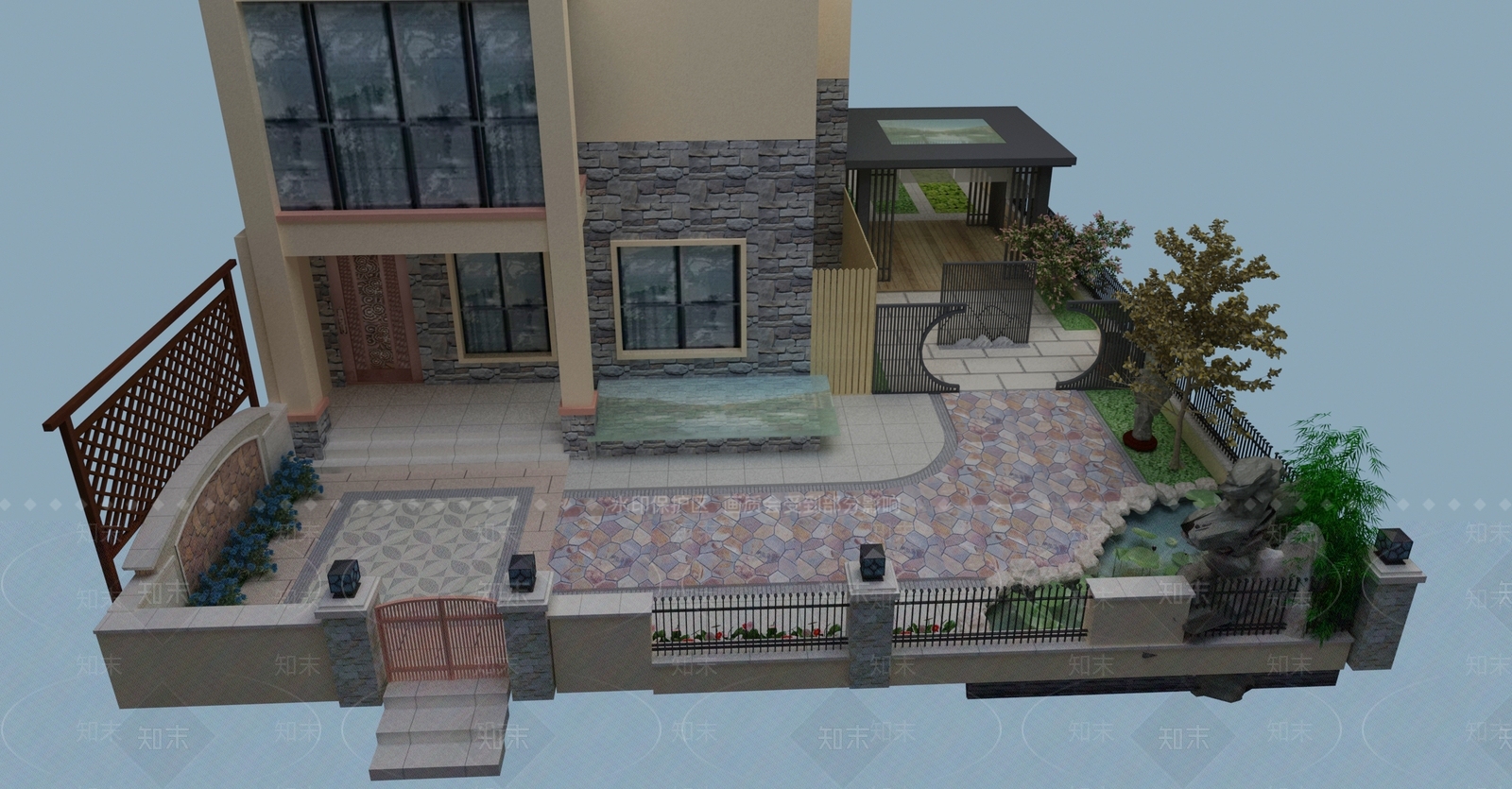 现代住宅景观3D模型下载【ID:1194550561】