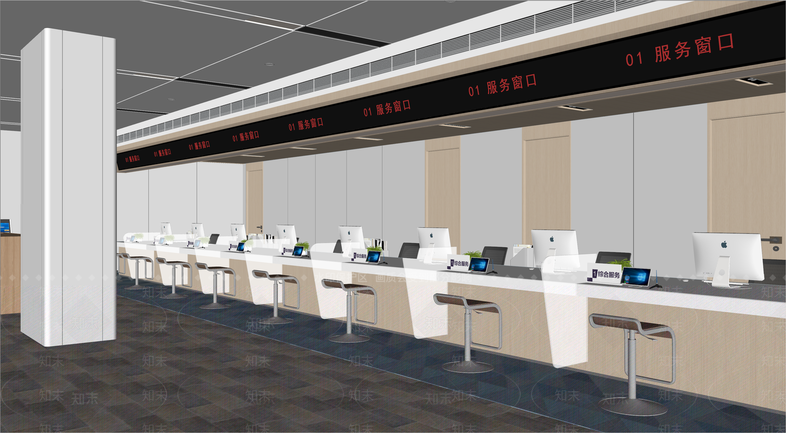 现代办公大堂SU模型下载【ID:1194552175】