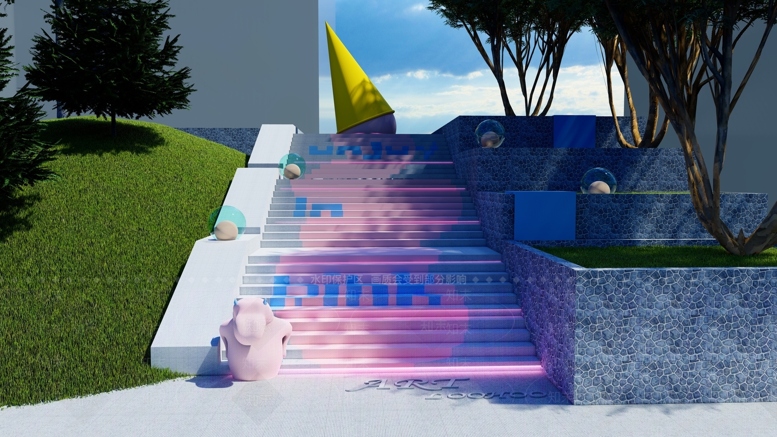 现代办公景观SU模型下载【ID:1194552814】