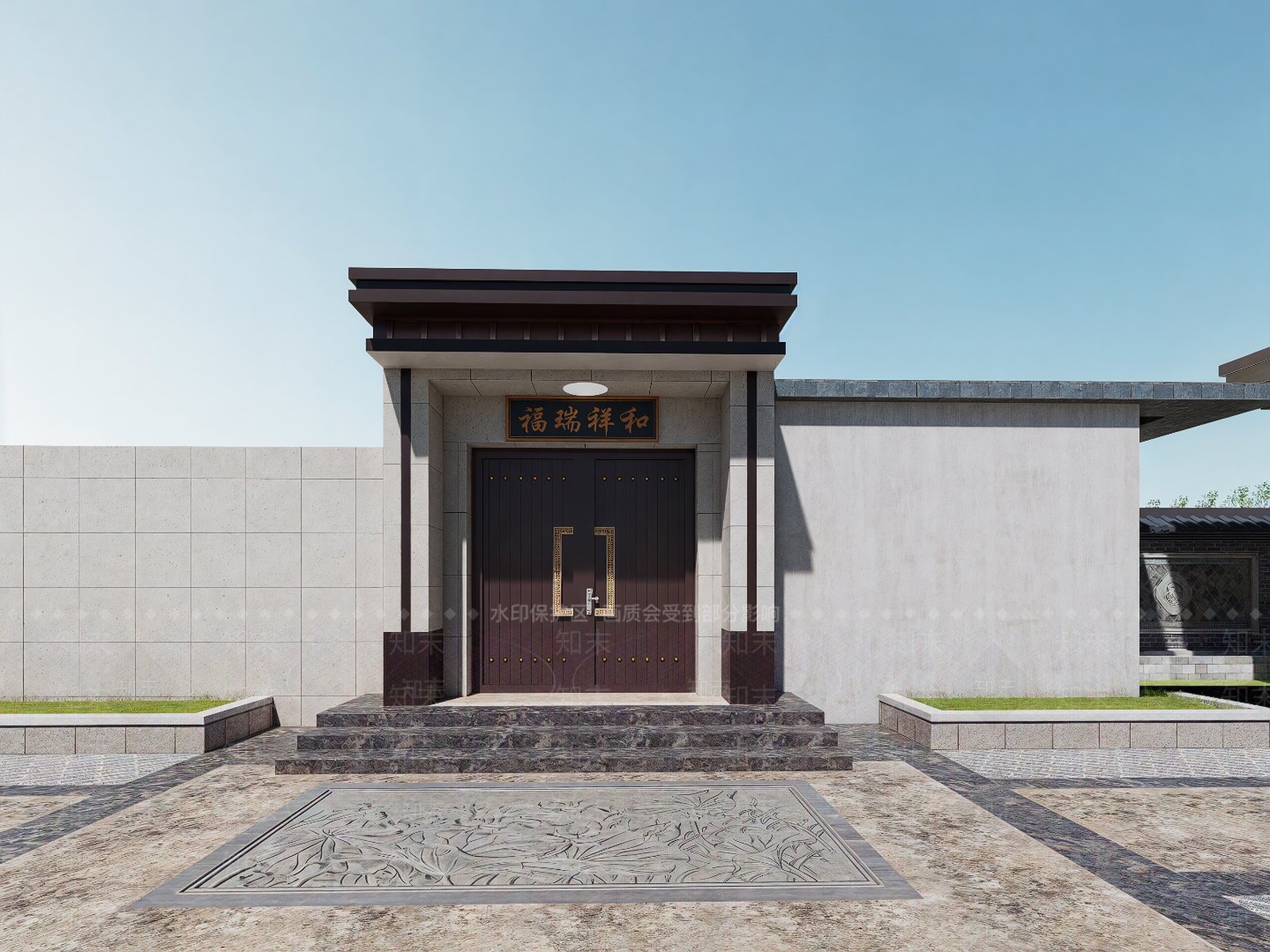 新中式别墅庭院SU模型下载【ID:1194553495】
