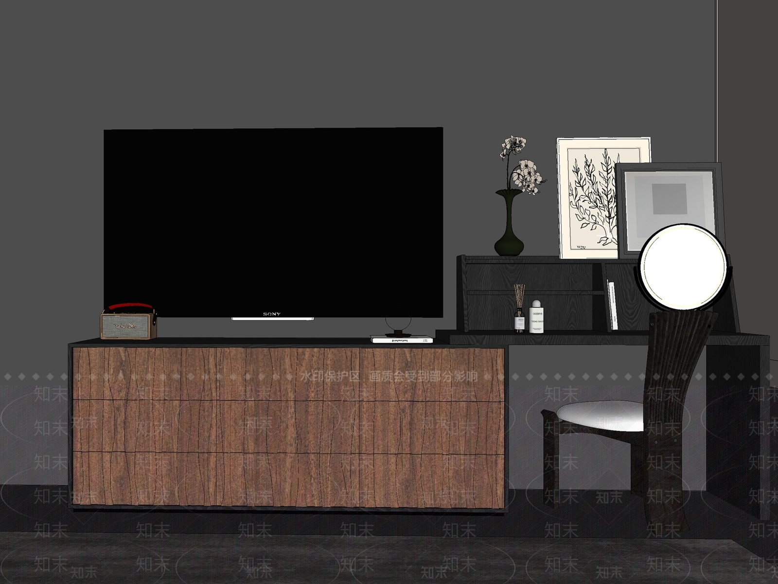 法式中古梳妆台SU模型下载【ID:1194554998】