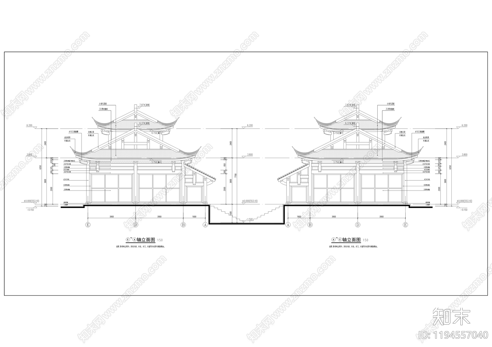 中式公厕施工图下载【ID:1194557040】