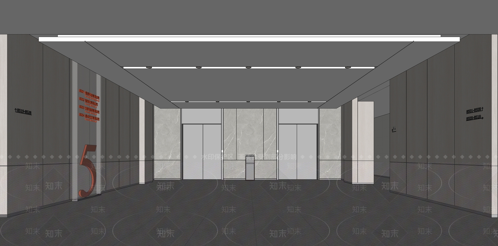 现代电梯厅SU模型下载【ID:1194559085】