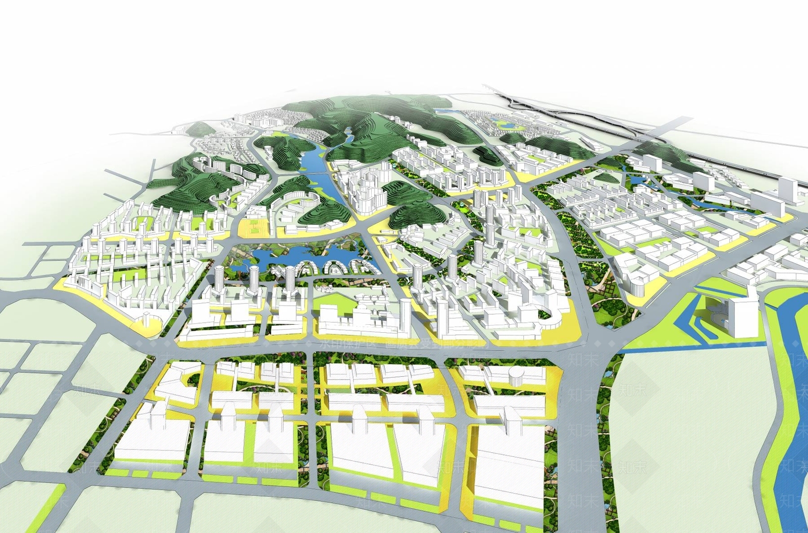 现代鸟瞰规划3D模型下载【ID:1194559146】