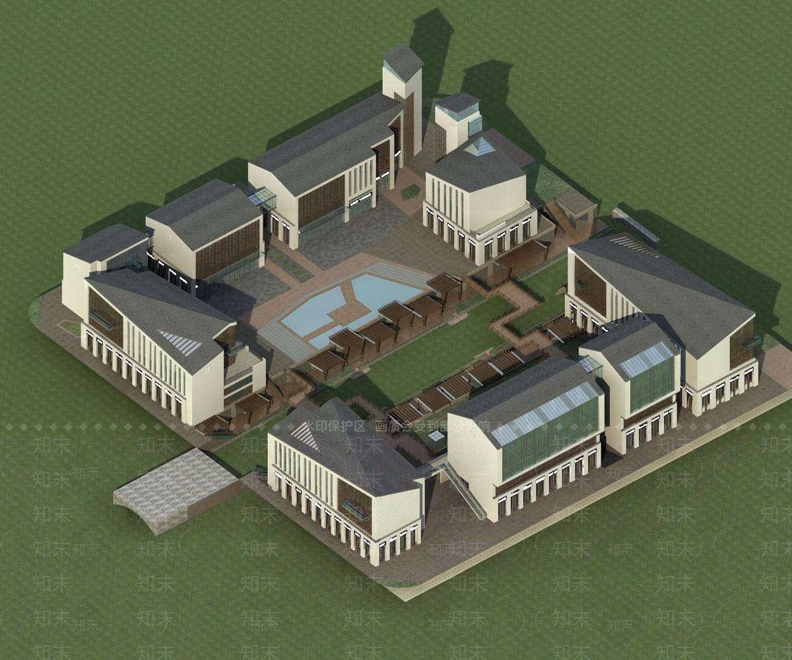 新中式商业街3D模型下载【ID:1194559506】
