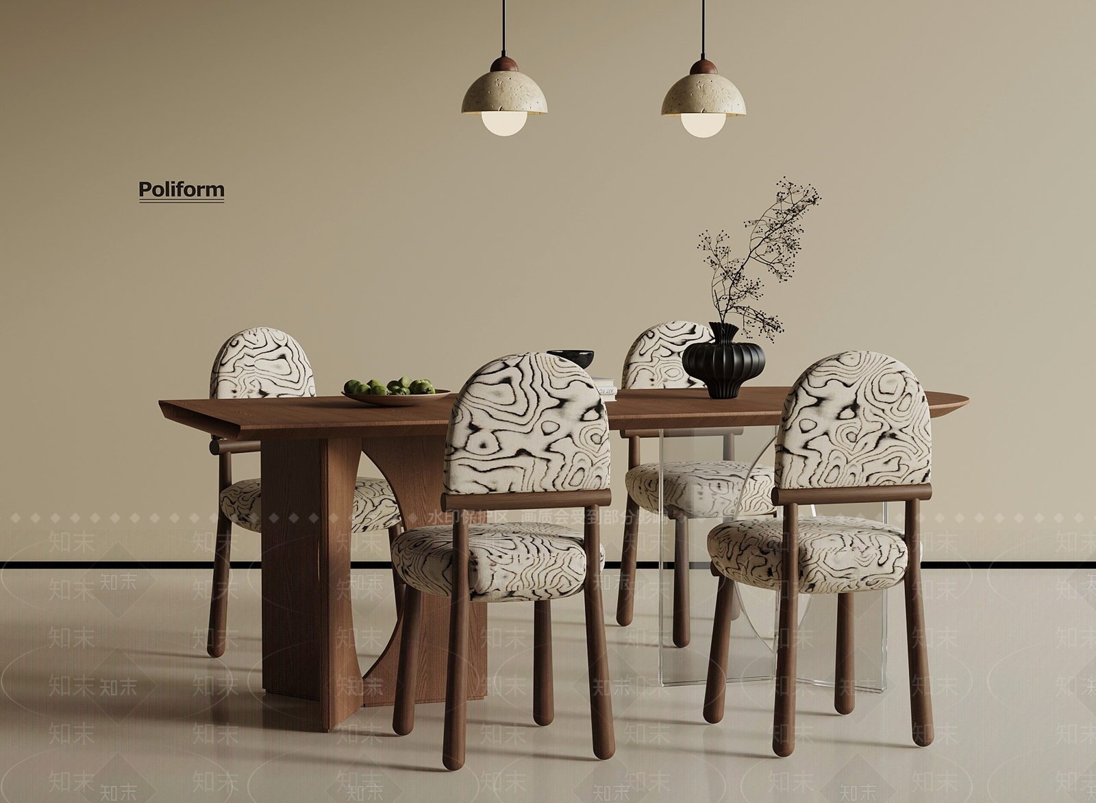 法式中古餐桌椅3D模型下载【ID:1194561694】