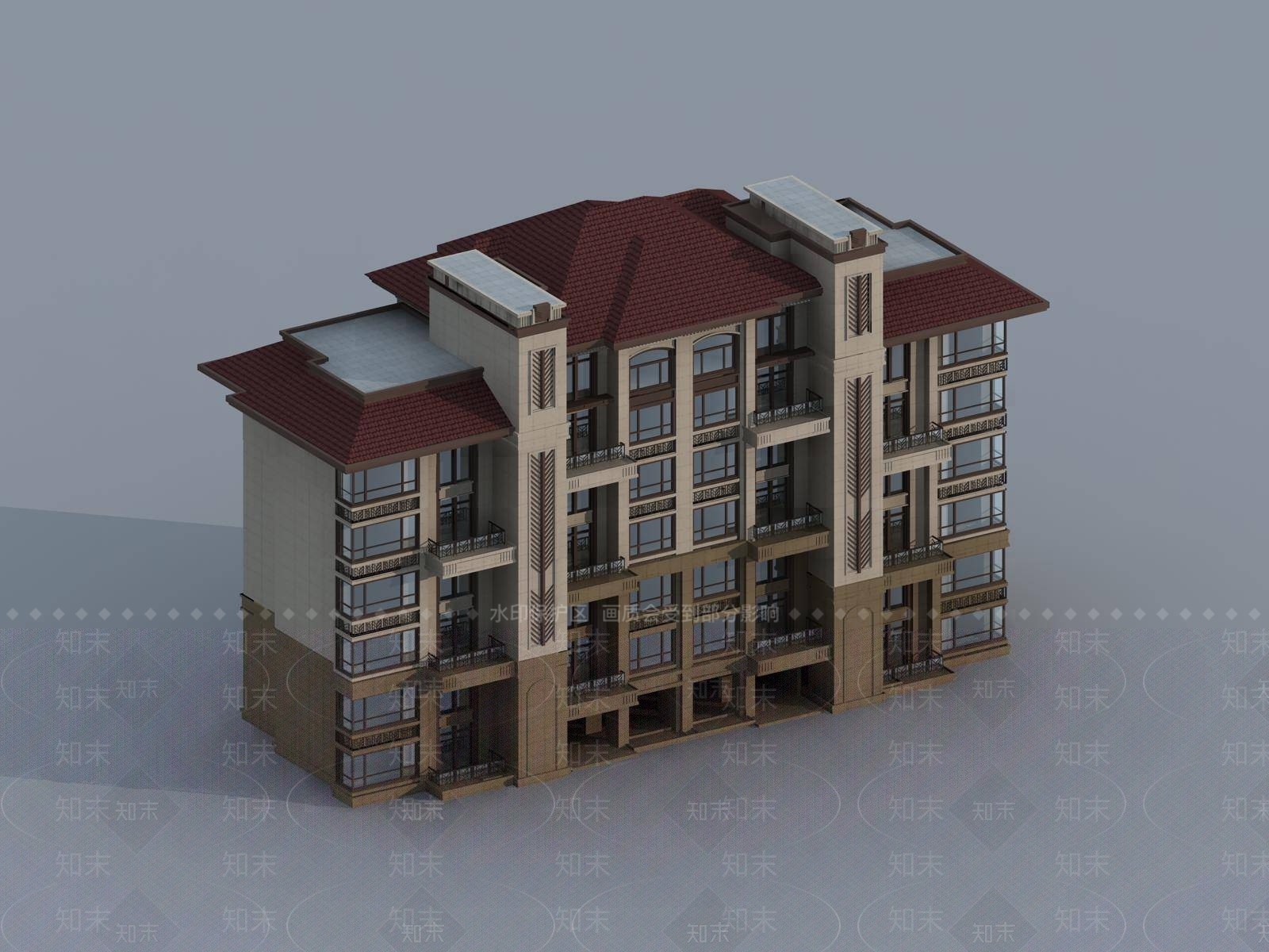 欧式高层住宅3D模型下载【ID:1194563373】