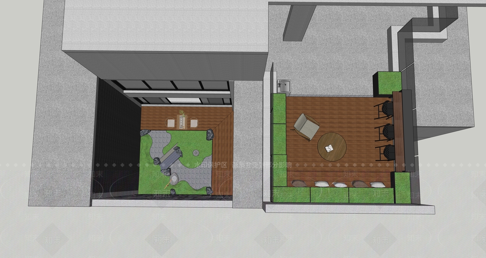 现代日式屋顶花园SU模型下载【ID:1194568441】
