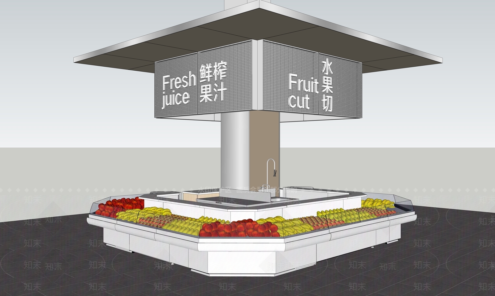 现代超市SU模型下载【ID:1194570699】