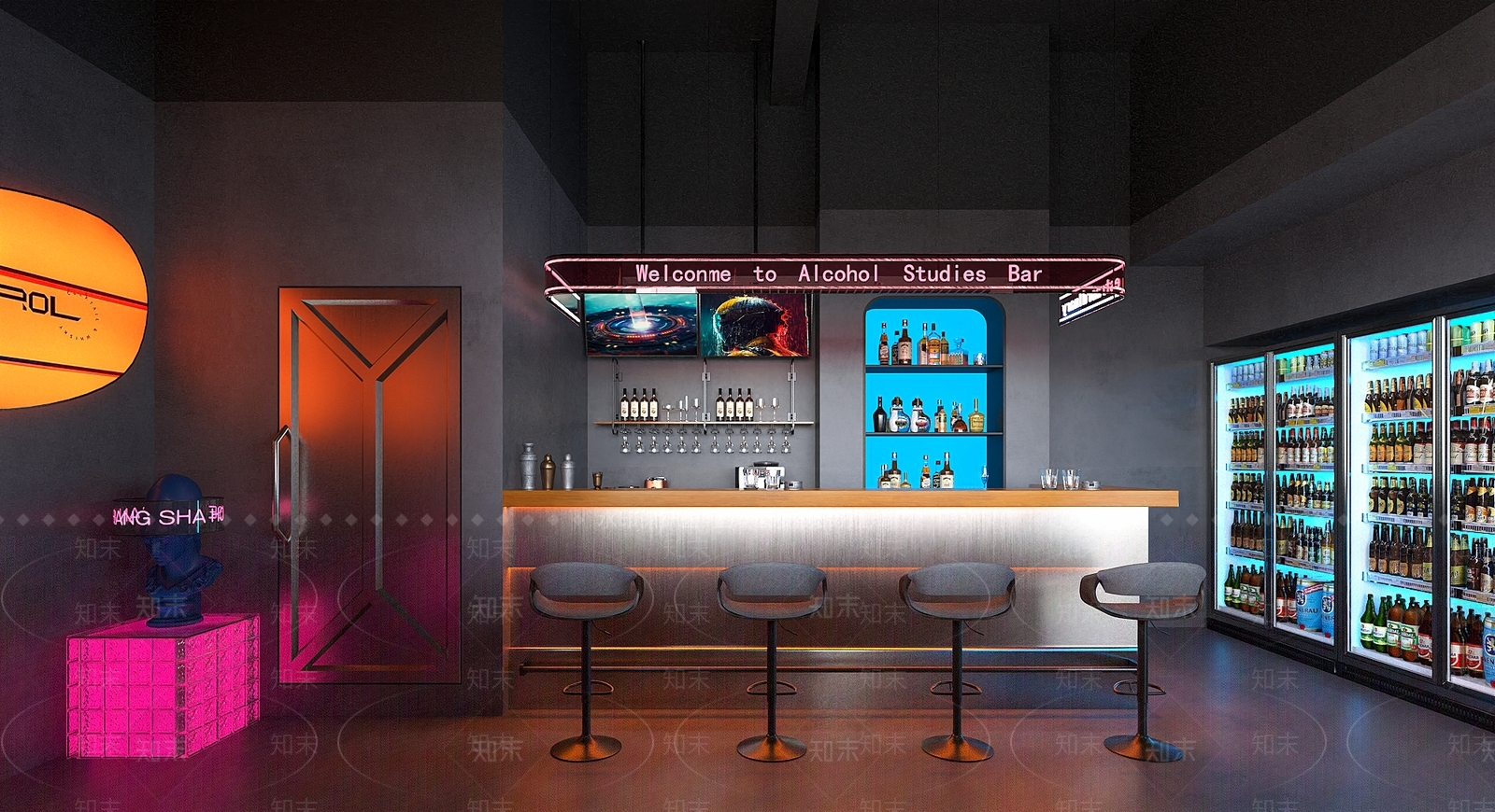 现代酒吧SU模型下载【ID:1194572103】