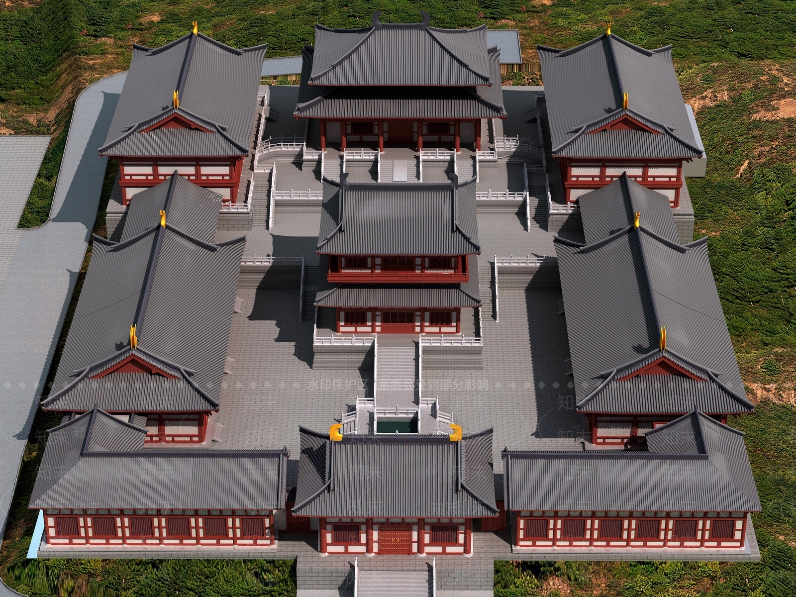 中式中古古建3D模型下载【ID:1194574293】