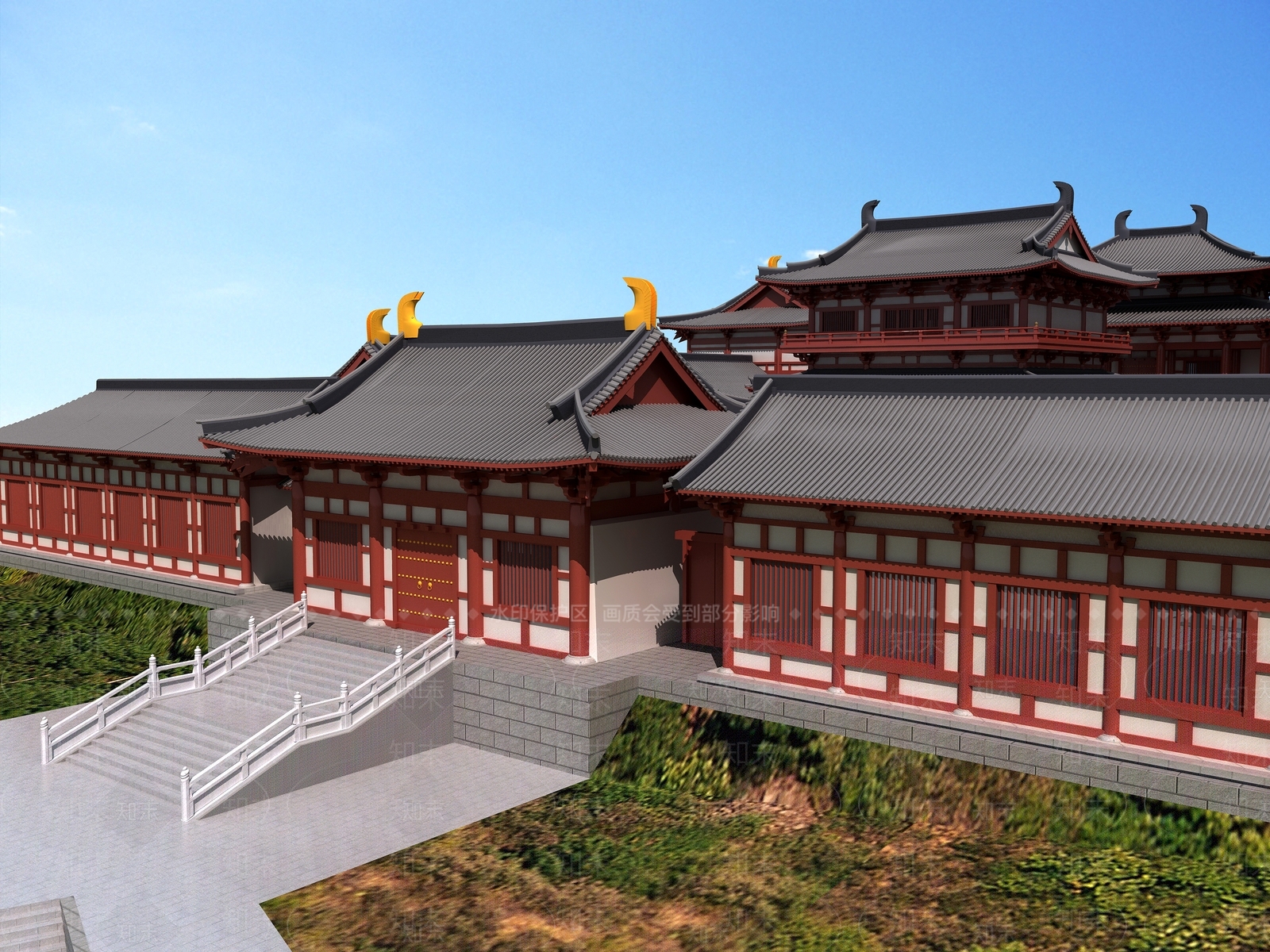 中式中古古建3D模型下载【ID:1194574293】