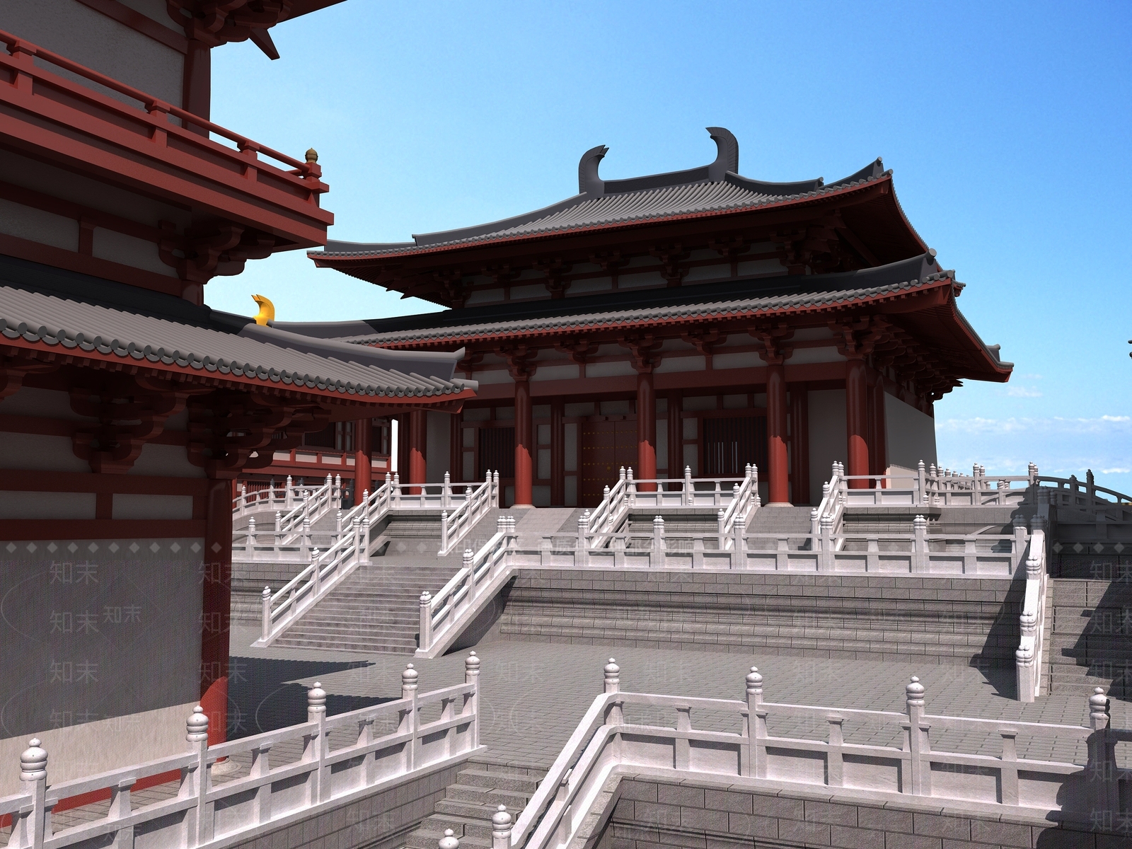 中式中古古建3D模型下载【ID:1194574293】