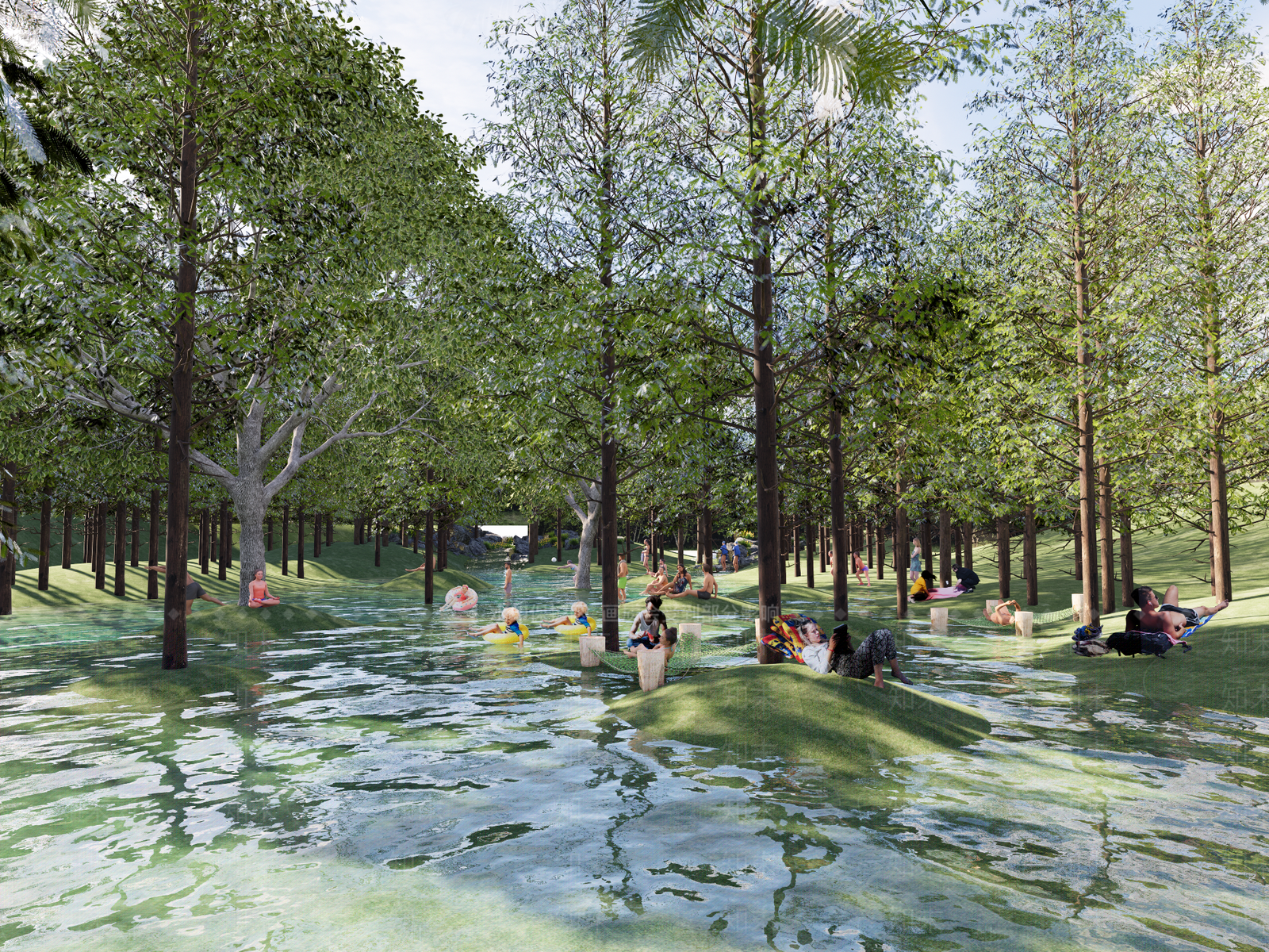 现代滨水景观SU模型下载【ID:1194575276】