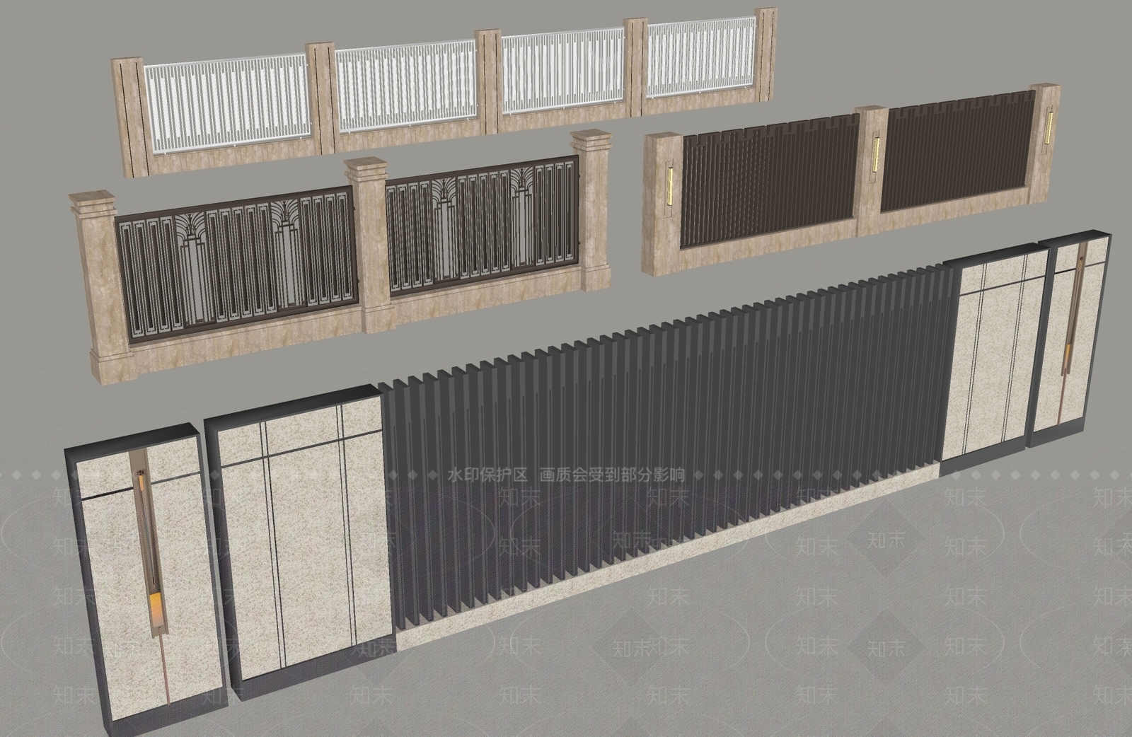 现代围栏护栏SU模型下载【ID:1194575139】
