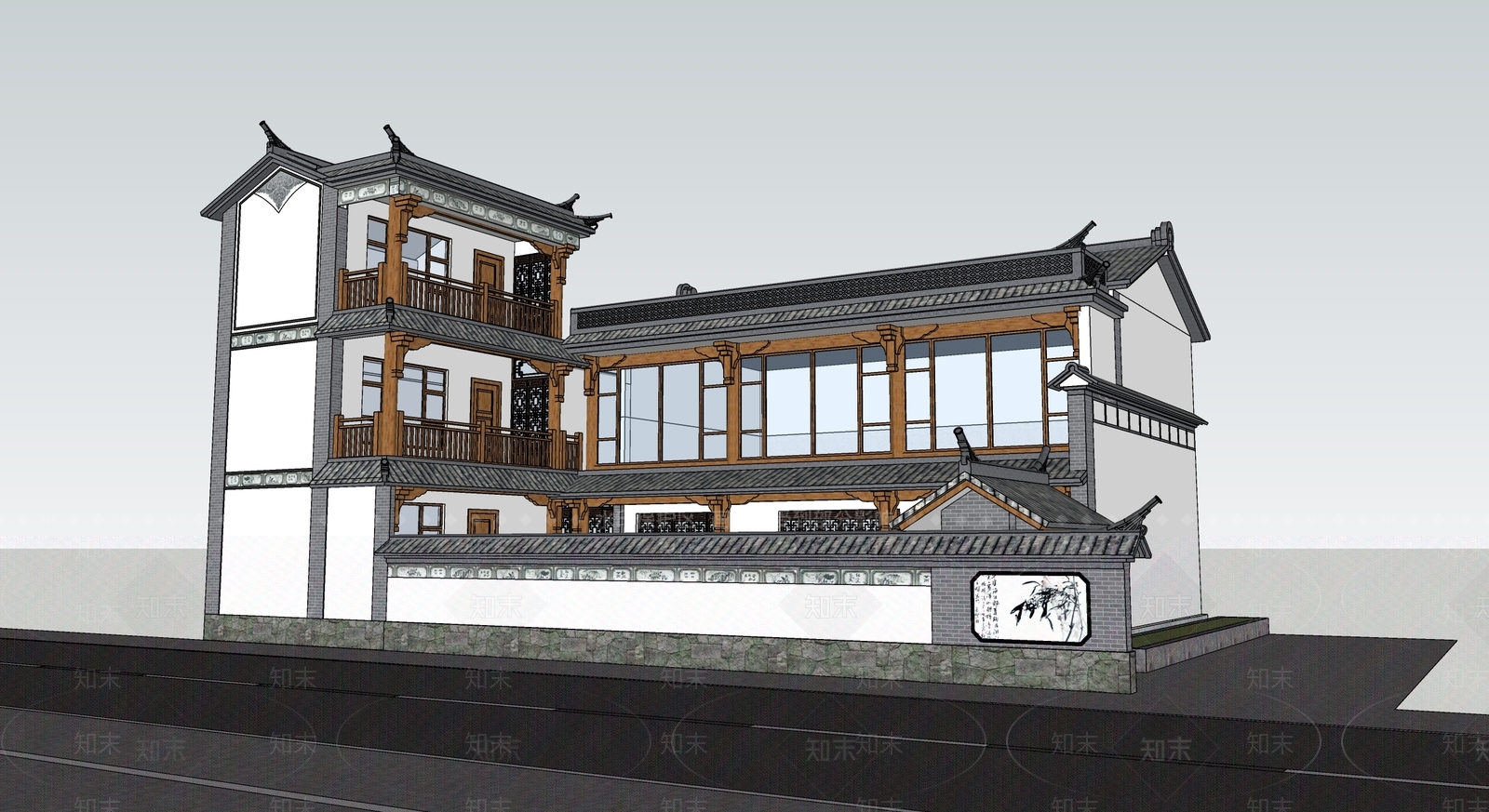 中式乡村民房SU模型下载【ID:1194578980】