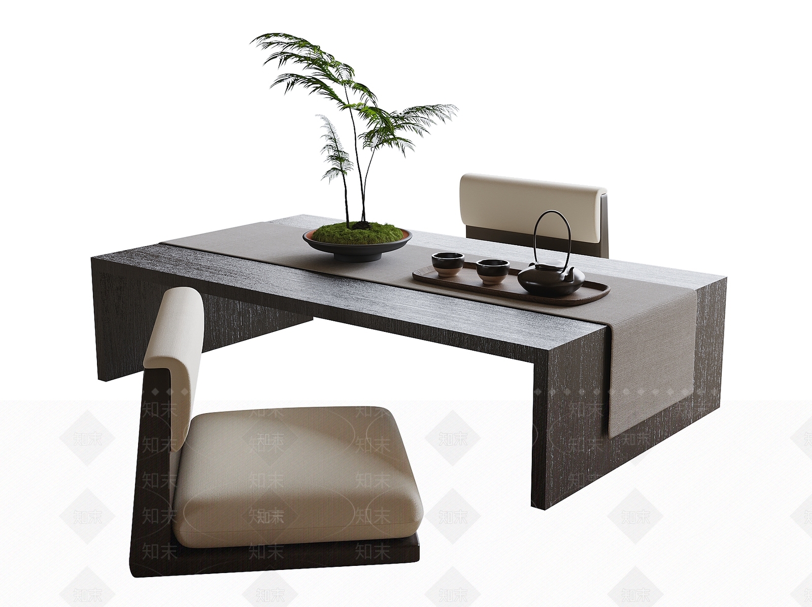 现代茶桌椅3D模型下载【ID:1194585121】