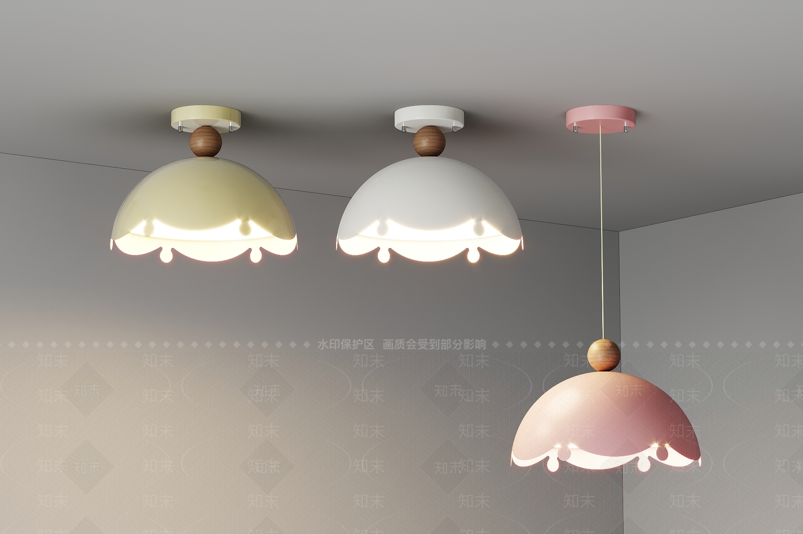 现代奶油灯具组合3D模型下载【ID:1194586144】