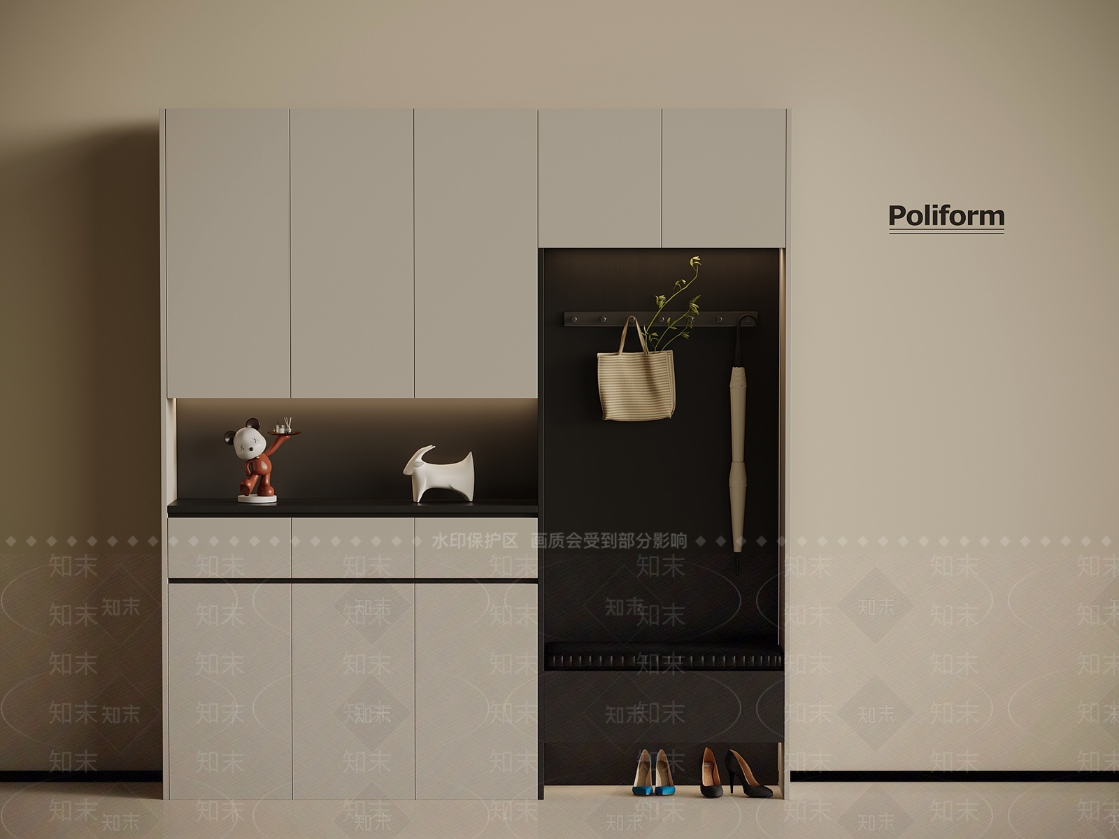 现代鞋柜3D模型下载【ID:1194588063】