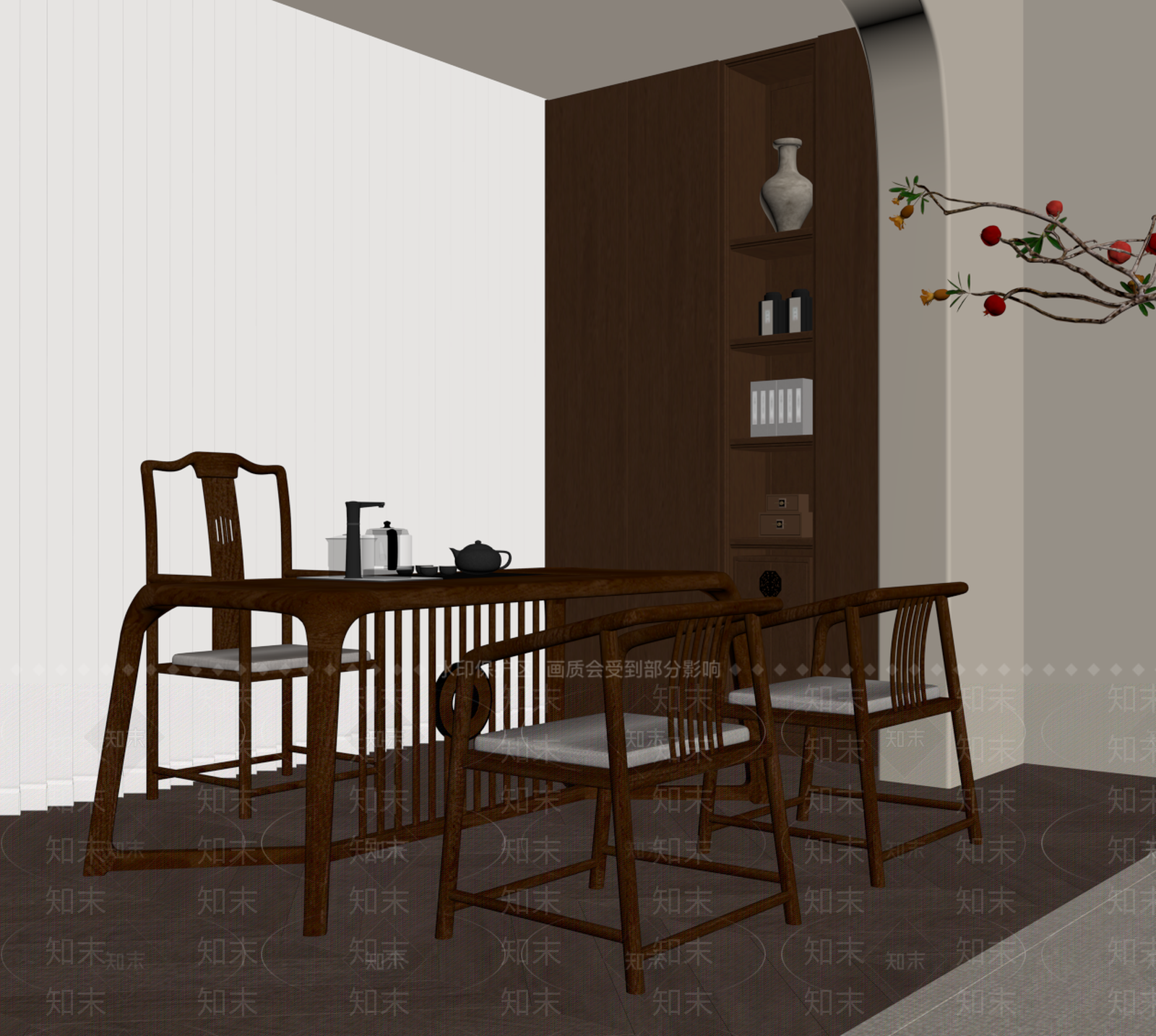 新中式中式茶桌椅SU模型下载【ID:1194588308】