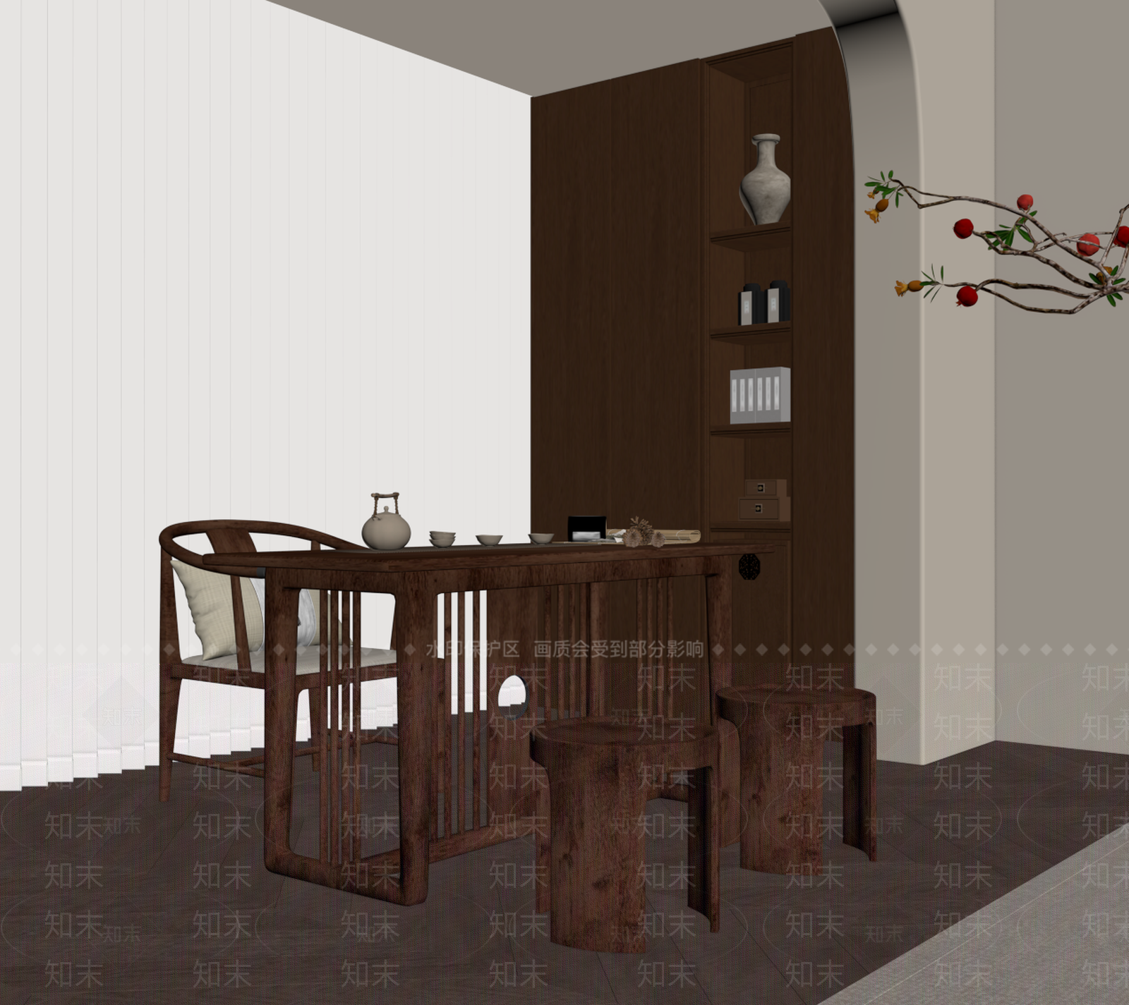 新中式中式茶桌椅SU模型下载【ID:1194588693】
