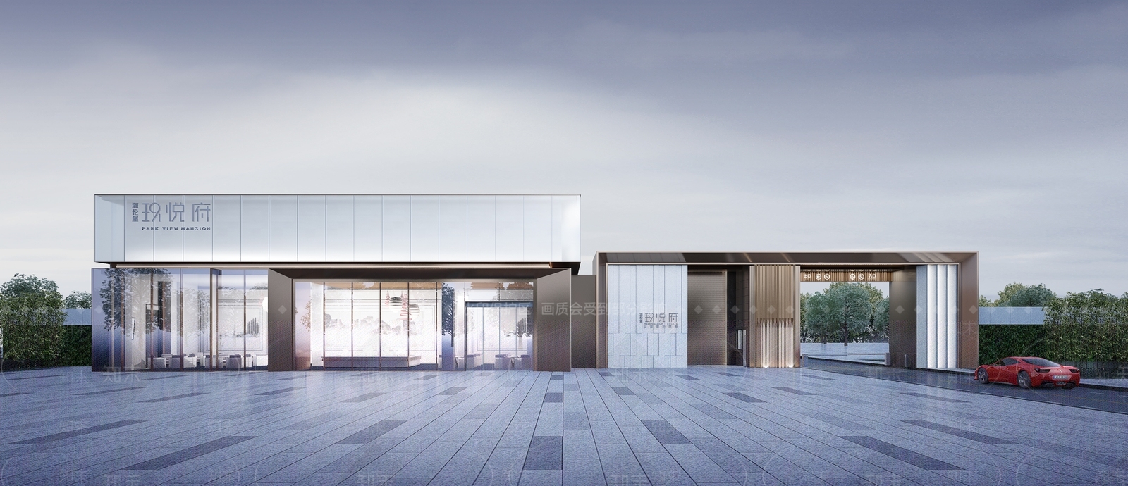 现代轻奢售楼处外观3D模型下载【ID:1194590264】