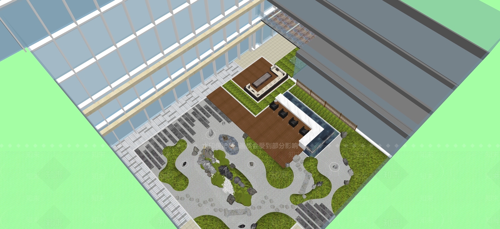 现代办公景观SU模型下载【ID:1194590909】