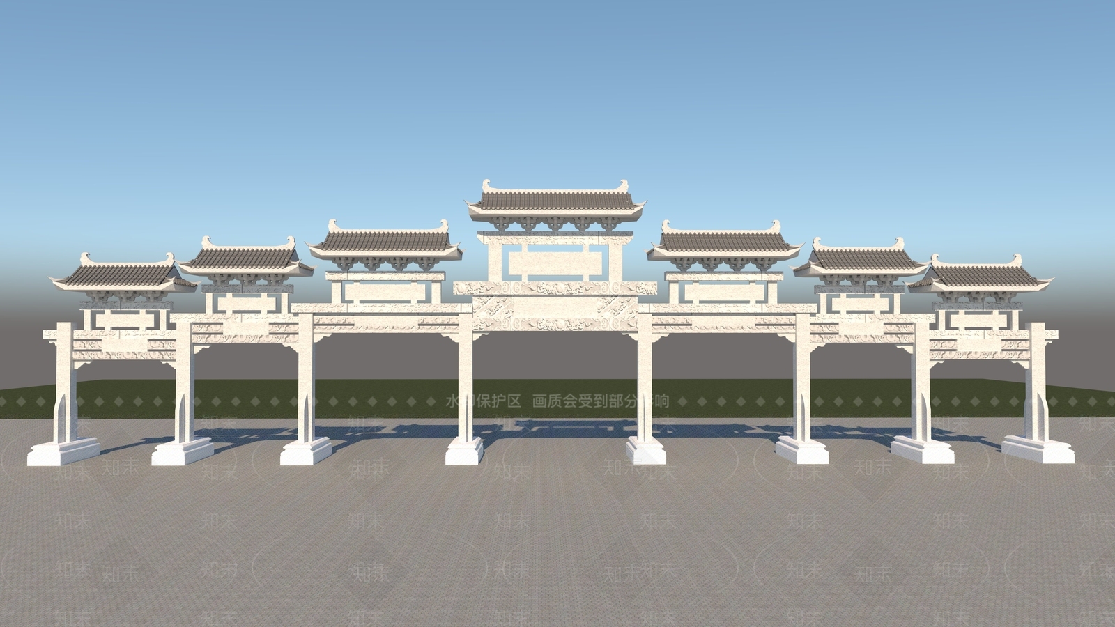 新中式中式牌坊牌楼SU模型下载【ID:1194591566】